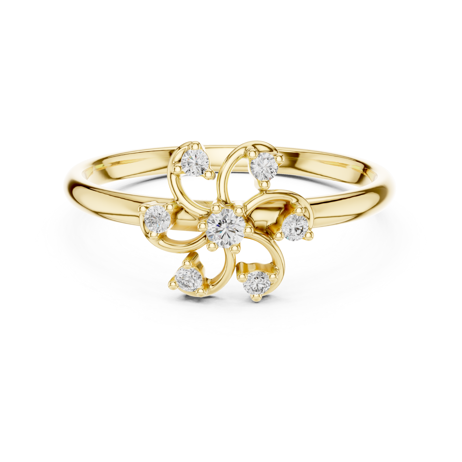  Gold Floral Radiance Ring Front View