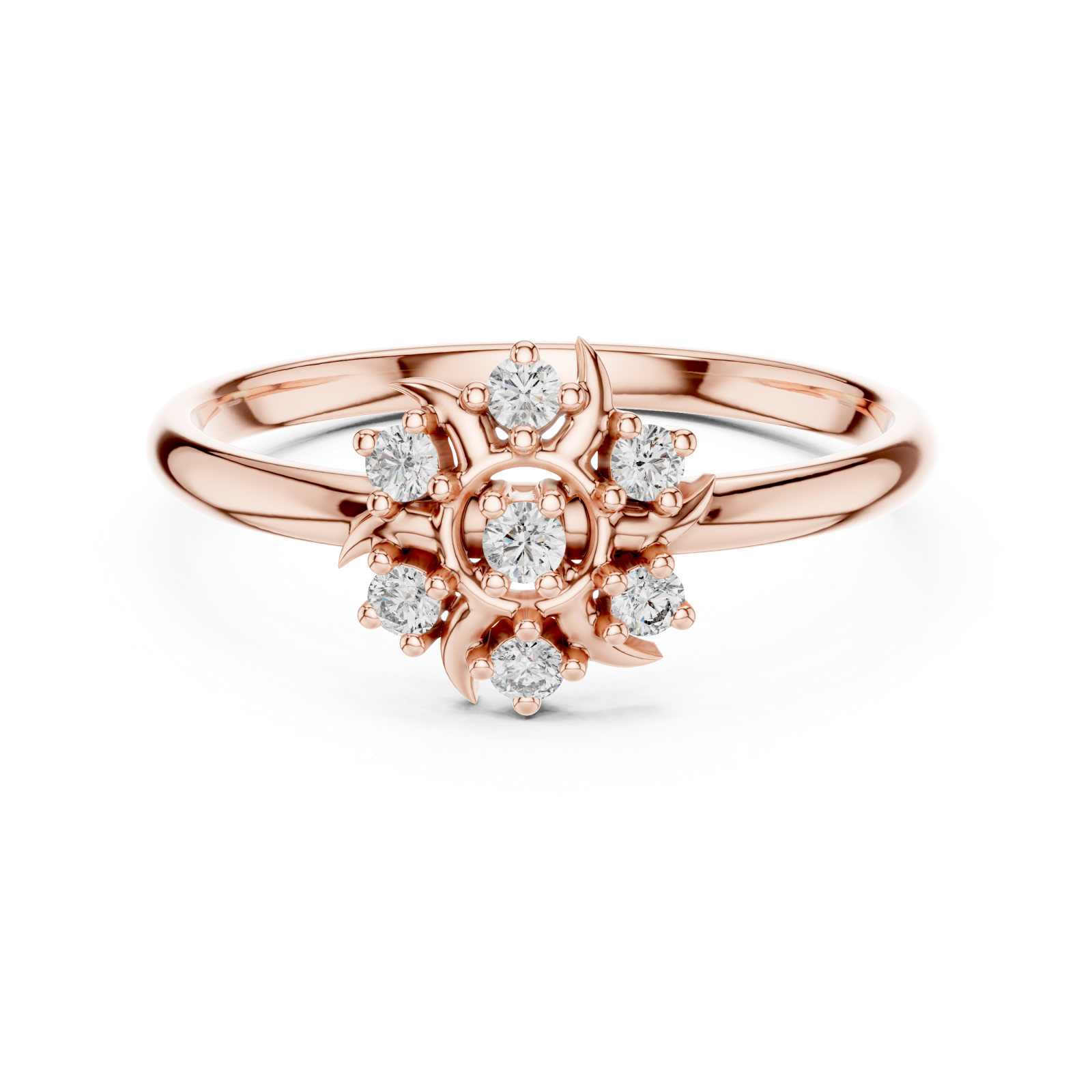  Rose Gold Floral Petal Whisper Ring Front View
