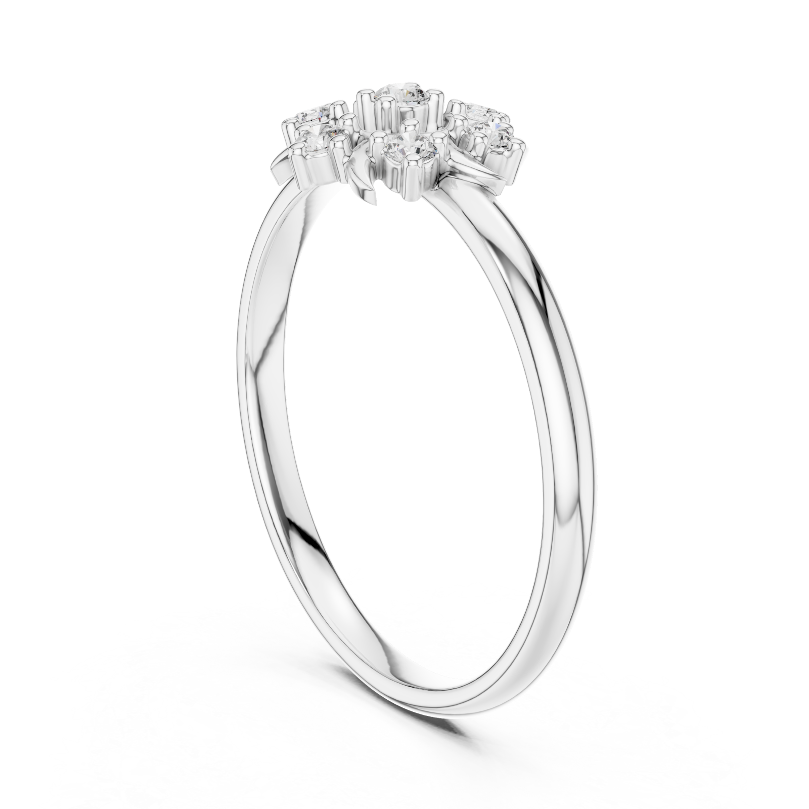  White Gold Floral Petal Whisper Ring Left View