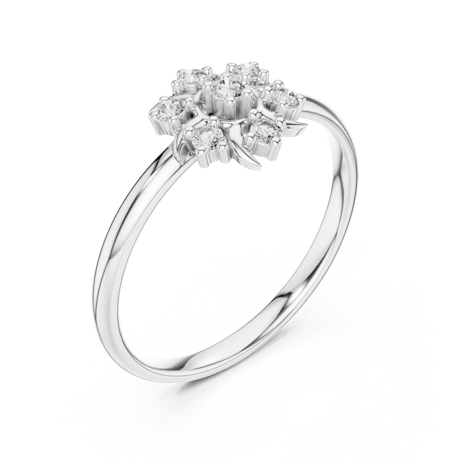  White Gold Floral Petal Whisper Ring Right View