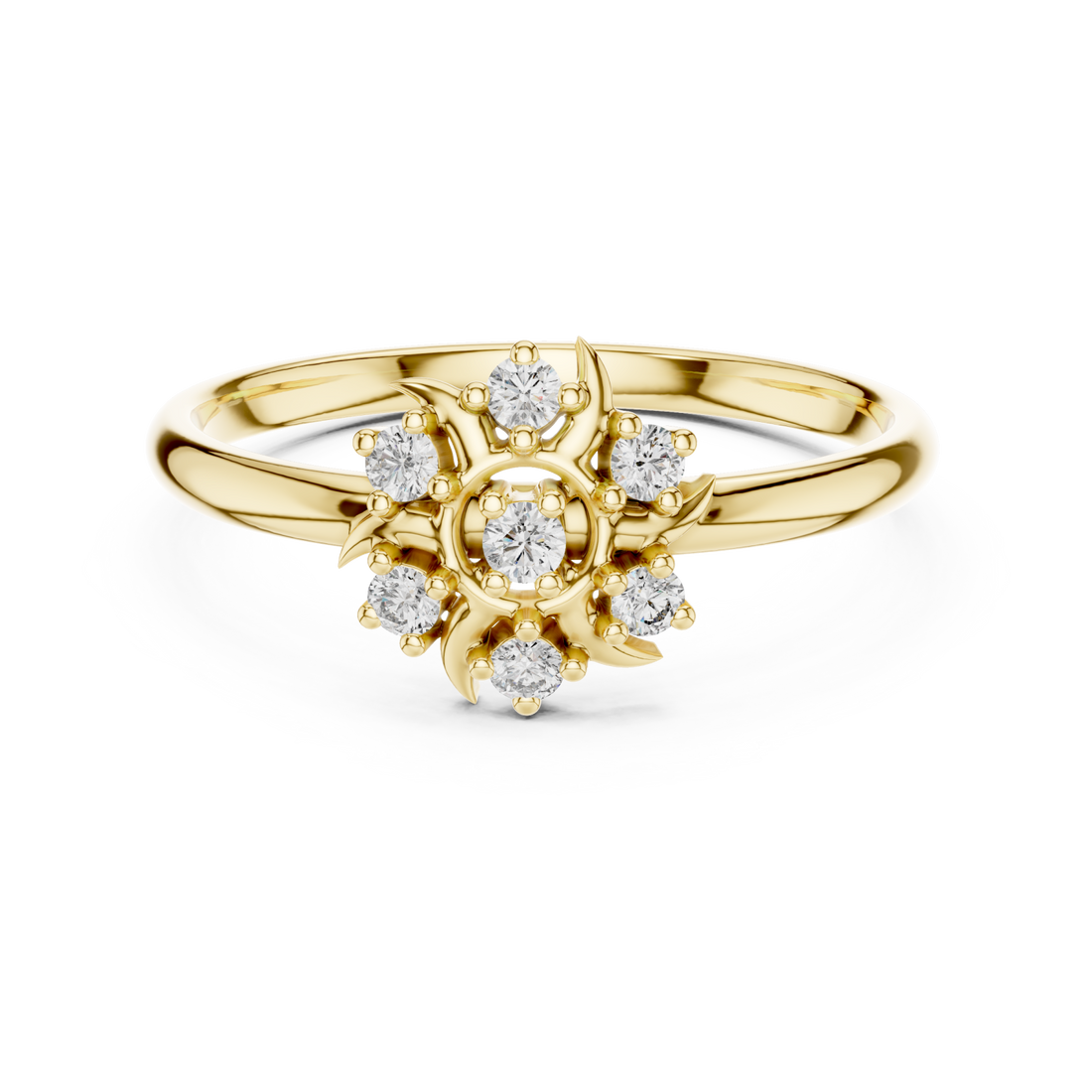 Gold Floral Petal Whisper Ring Right View