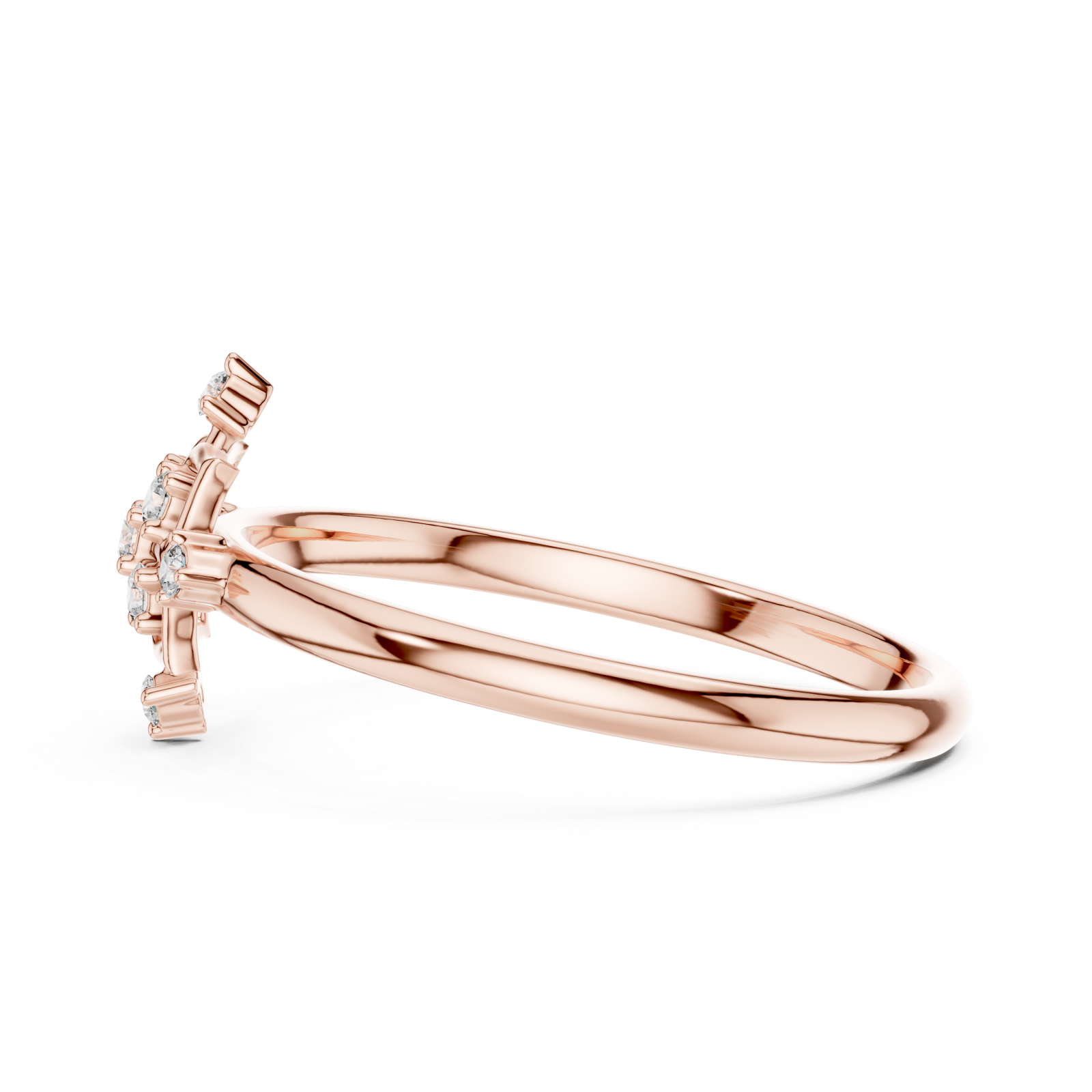  Rose Gold Celestial Petal Embrace Statement Ring Side View