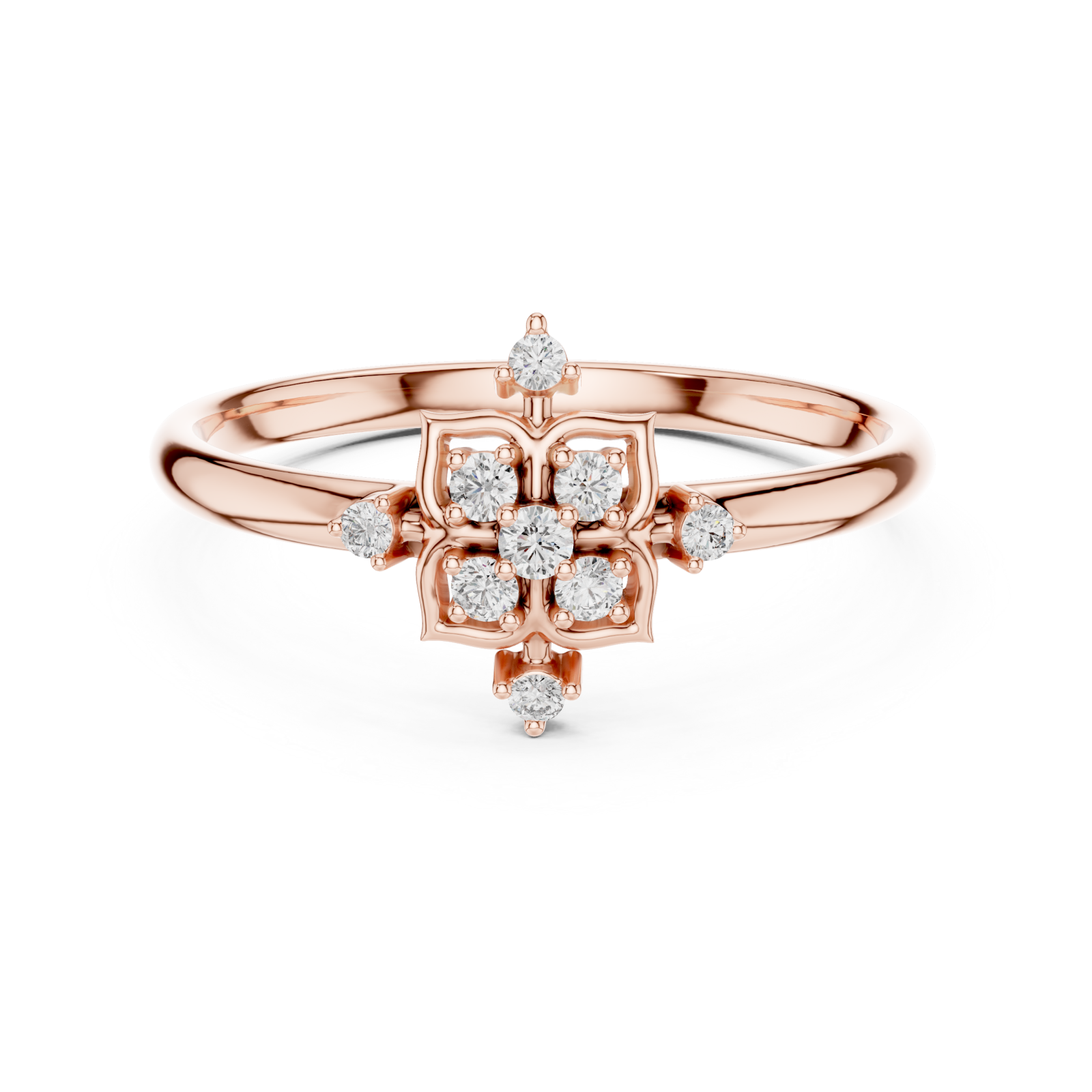  Rose Gold Celestial Petal Embrace Statement Ring Front View