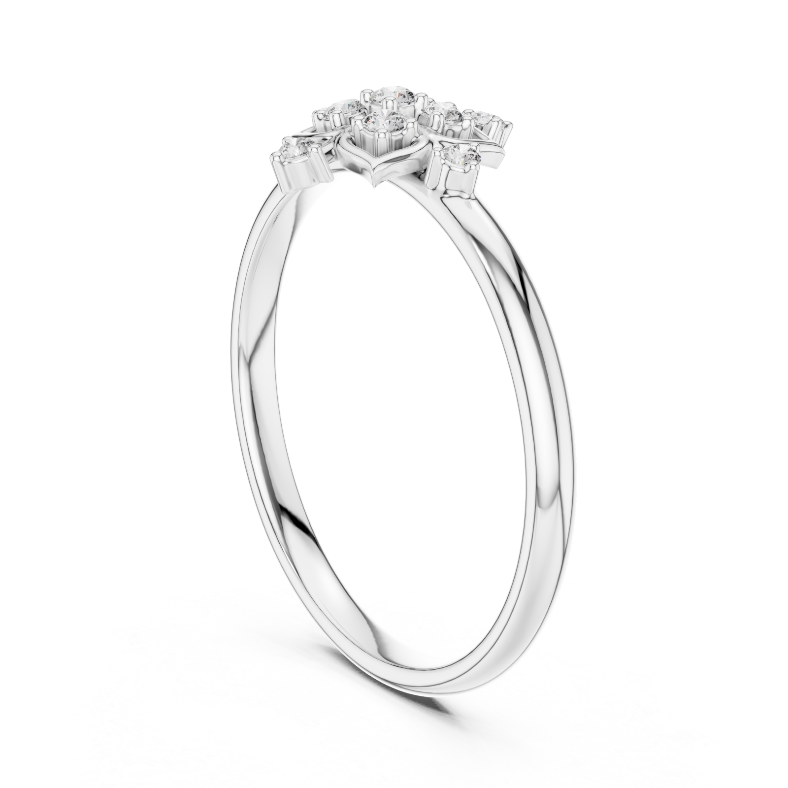  White Gold Celestial Petal Embrace Statement Ring Left View