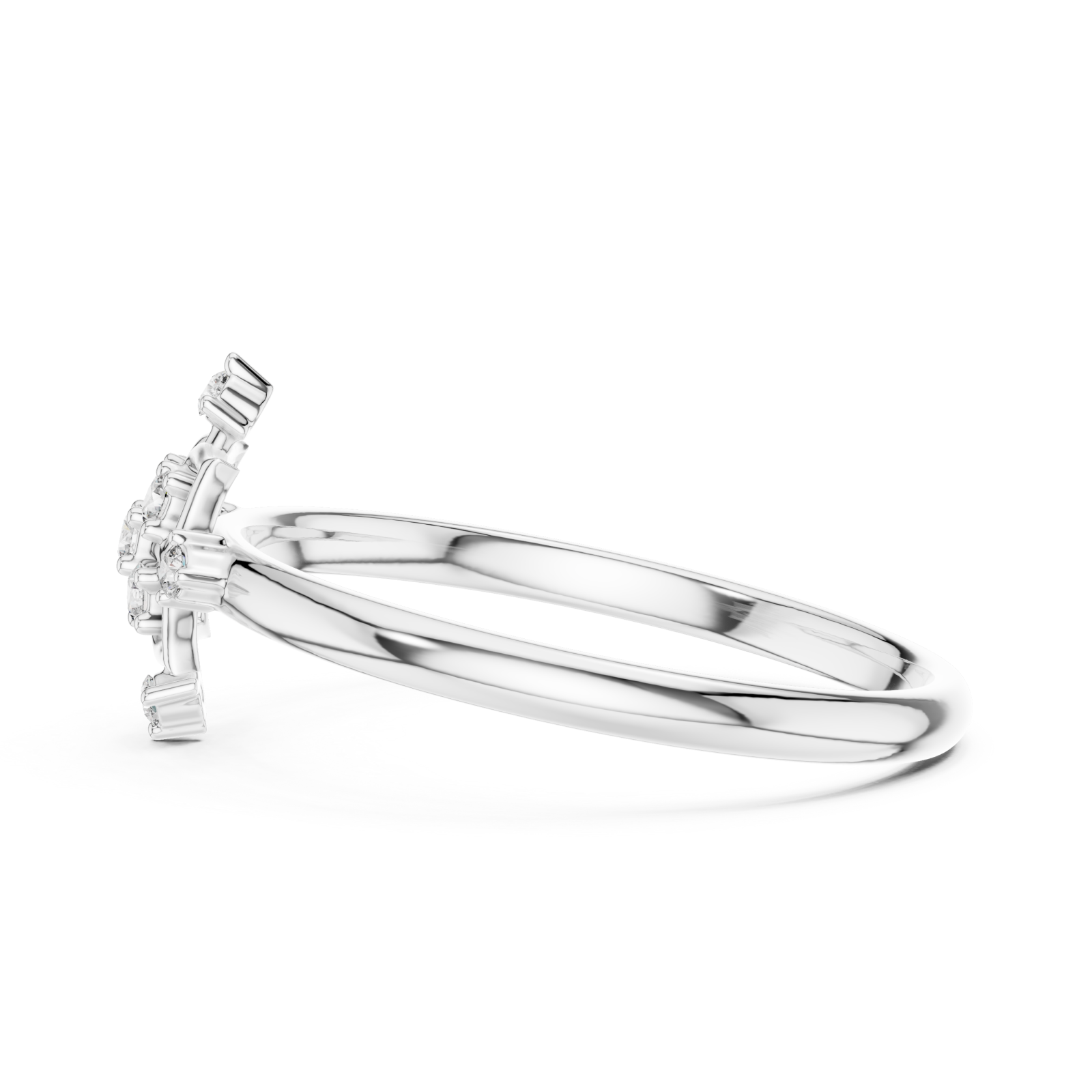  White Gold Celestial Petal Embrace Statement Ring Side View