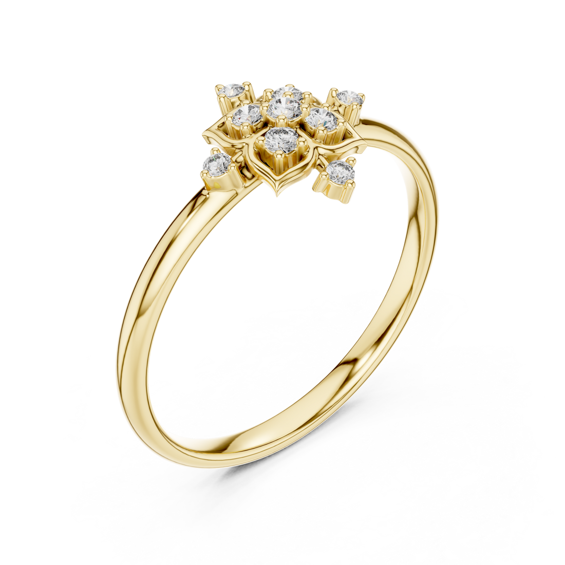 Gold Celestial Petal Embrace Statement Ring Right View