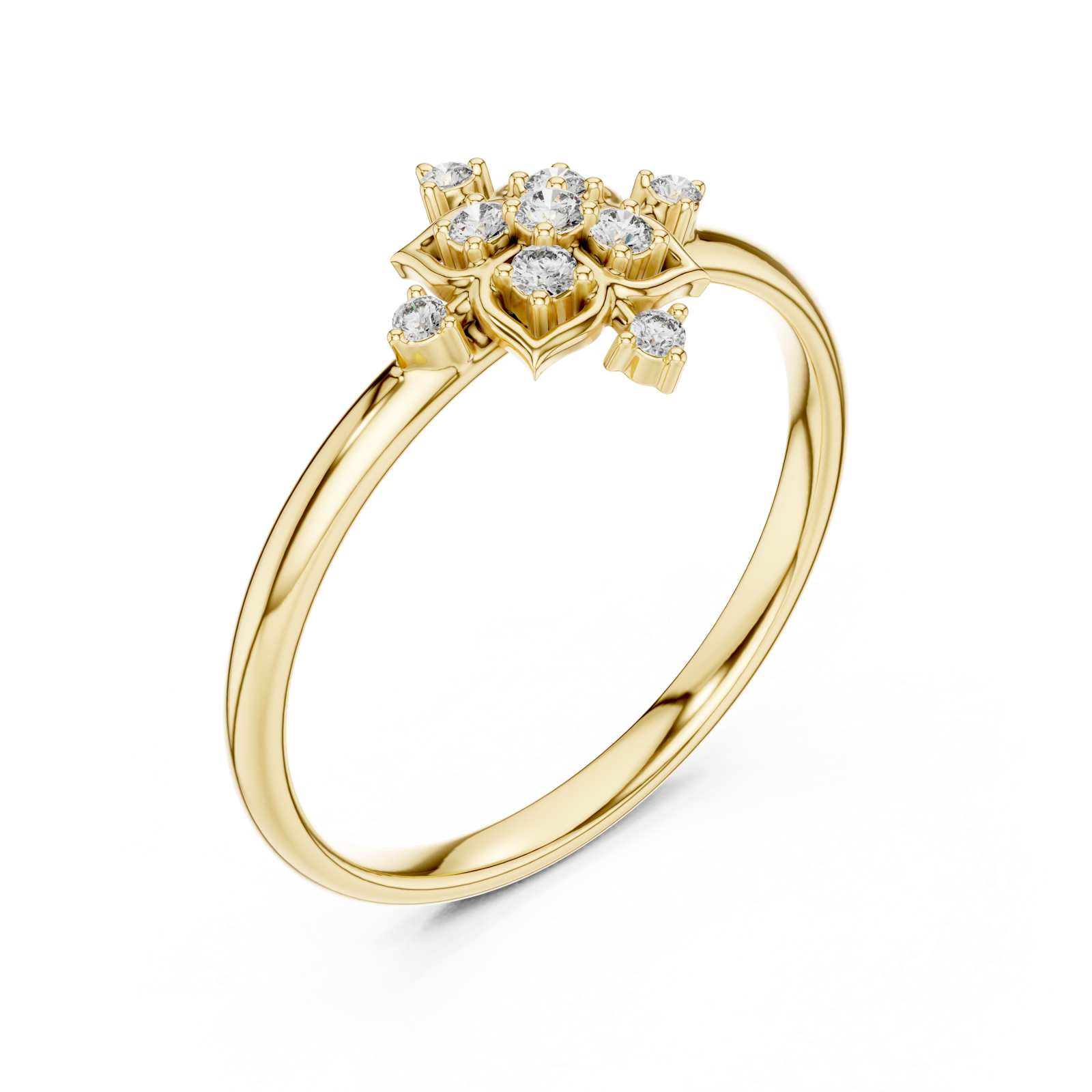 Gold Celestial Petal Embrace Statement Ring Right View