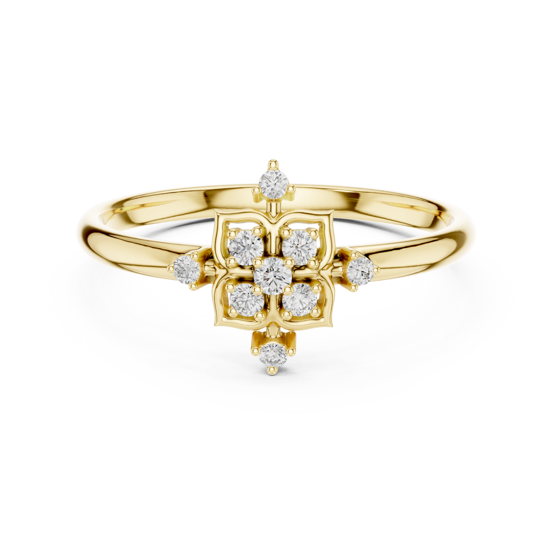 Gold Celestial Petal Embrace Statement Ring Right View