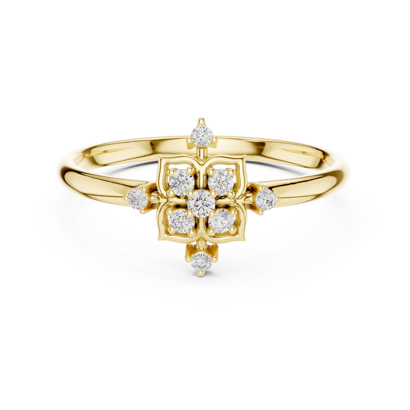  Gold Celestial Petal Embrace Statement Ring Front View