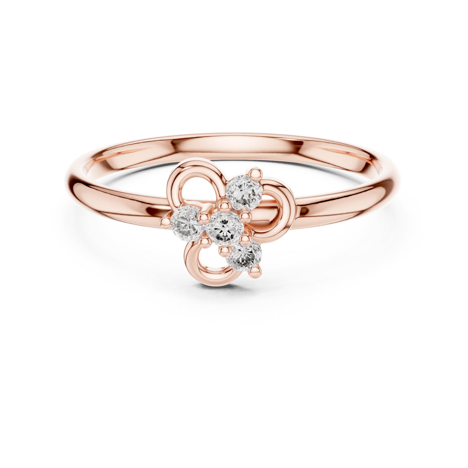  Rose Gold Celestial Bloom Harmony Stackable Ring Front View