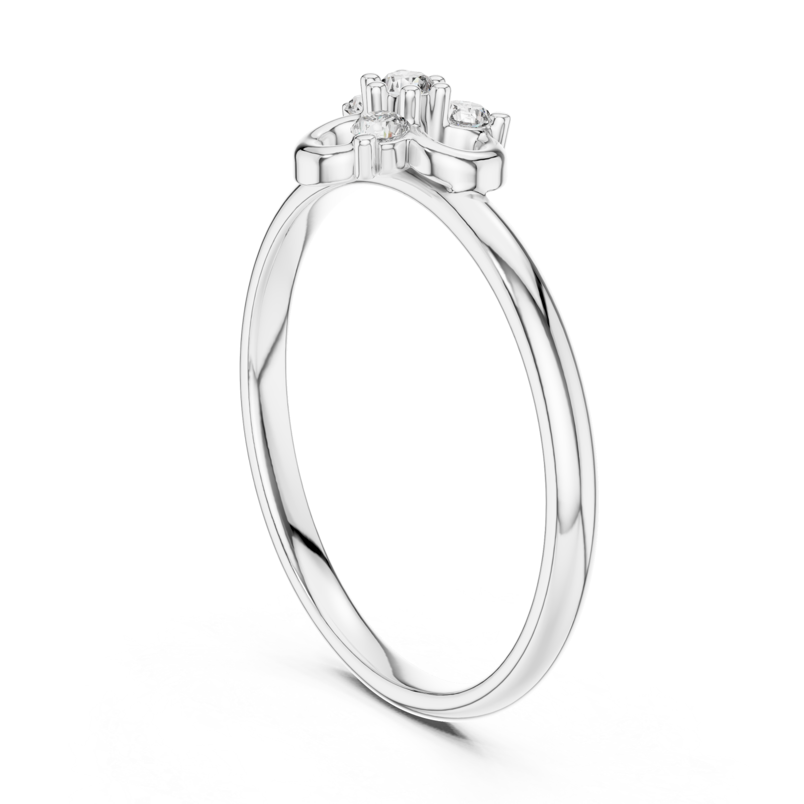  White Gold Celestial Bloom Harmony Stackable Ring Left View