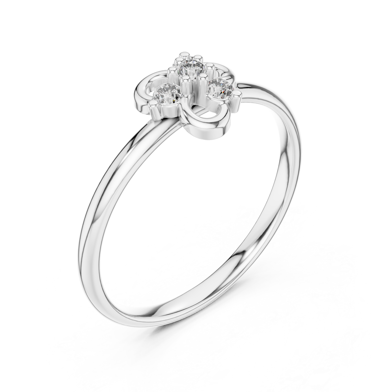  White Gold Celestial Bloom Harmony Stackable Ring Right View