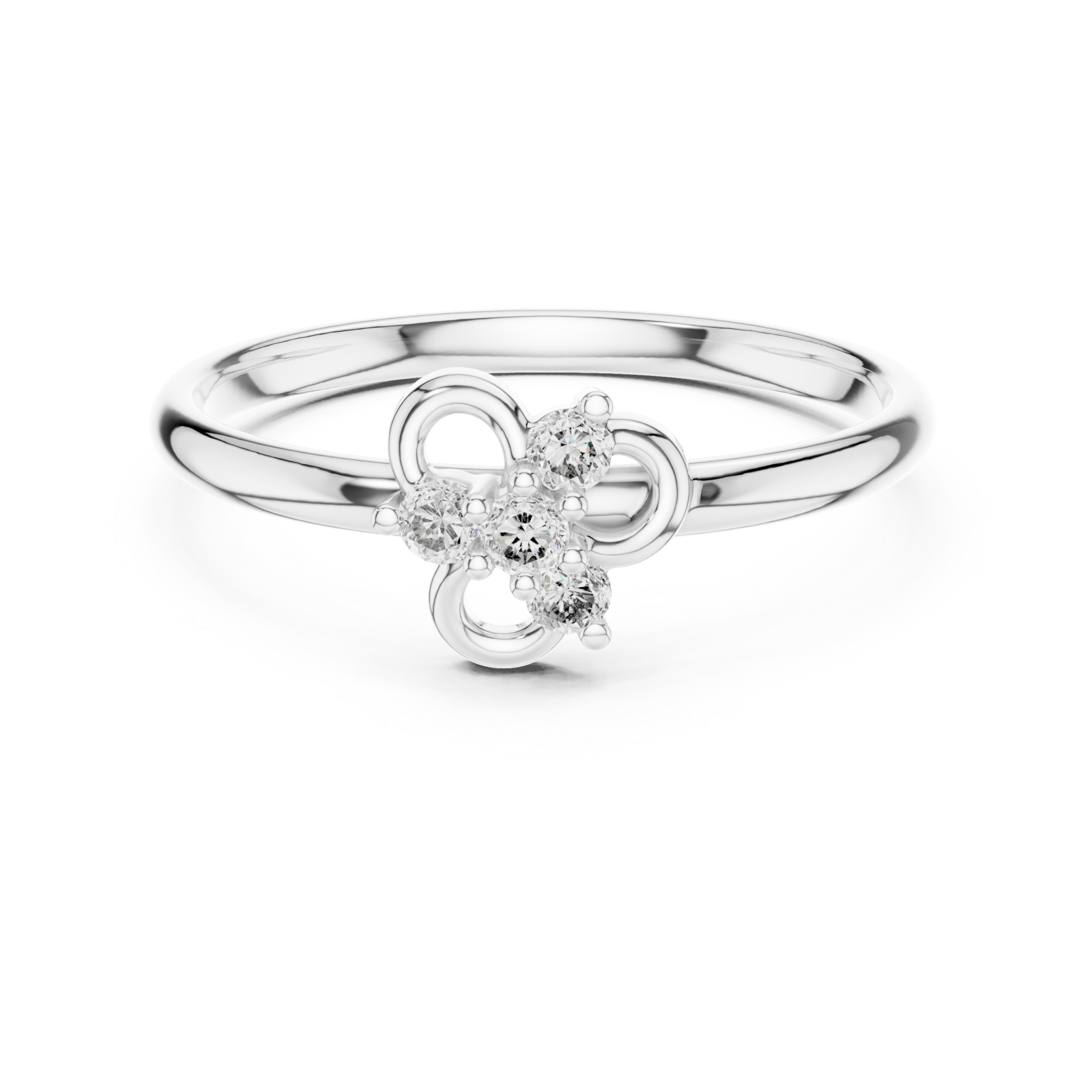  White Gold Celestial Bloom Harmony Stackable Ring Front View