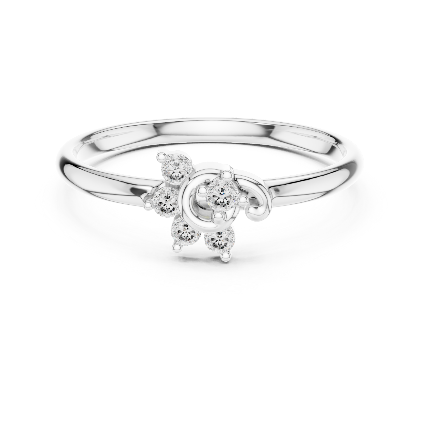  White Gold Infinite Circle Blossom Radiance Ring Front View