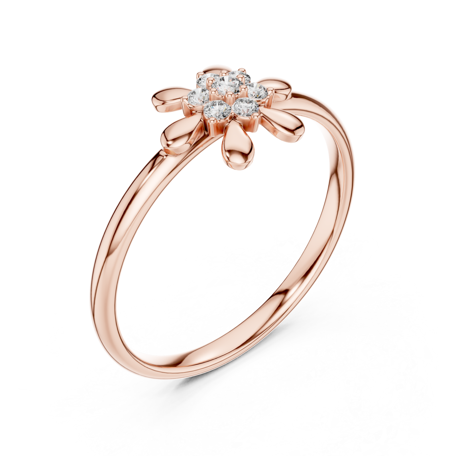  Rose Gold Petal Whisper Solitaire Band Ring Right View