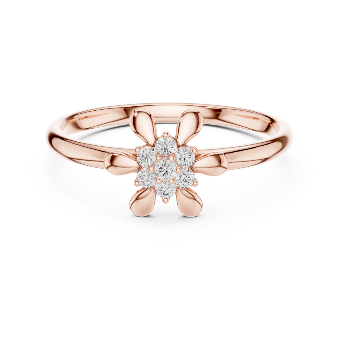  Rose Gold Petal Whisper Solitaire Band Ring Right View