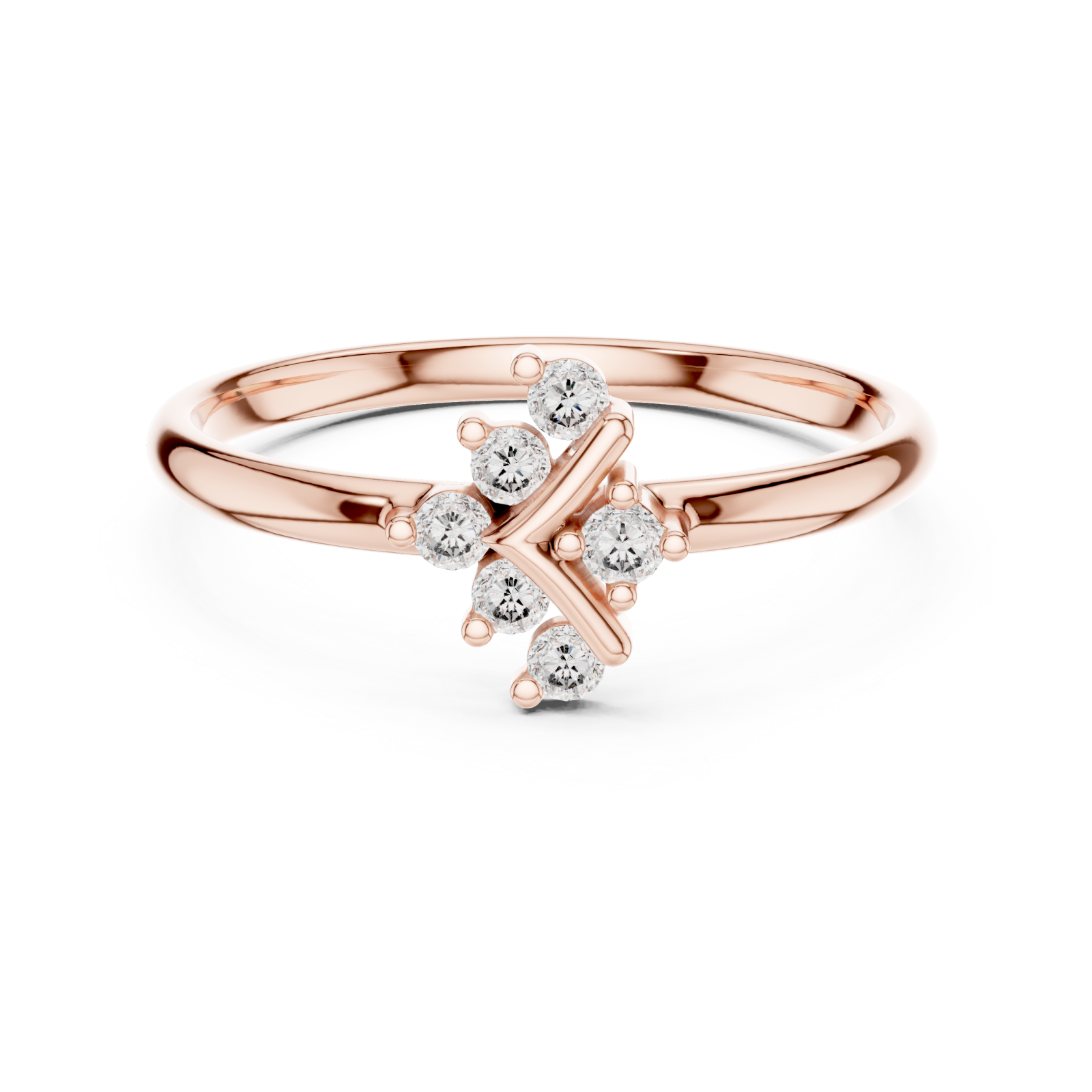  Rose Gold Celestial Radiance Cluster Ring Front View
