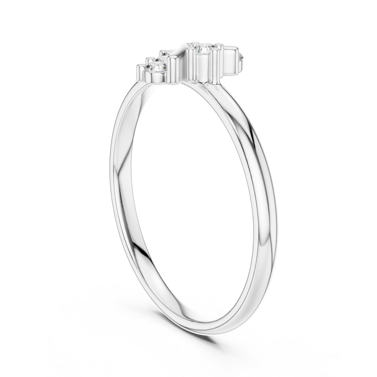  White Gold Celestial Radiance Cluster Ring Left View