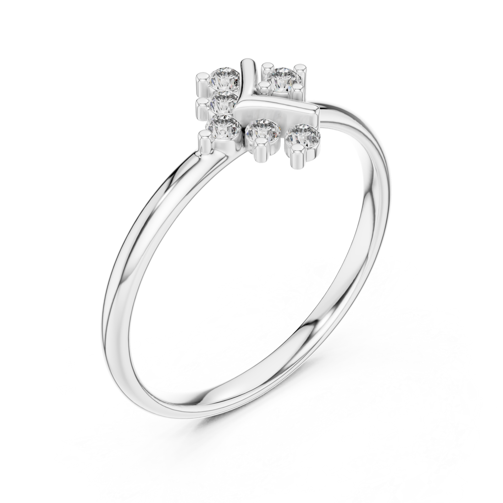  White Gold Celestial Radiance Cluster Ring Right View