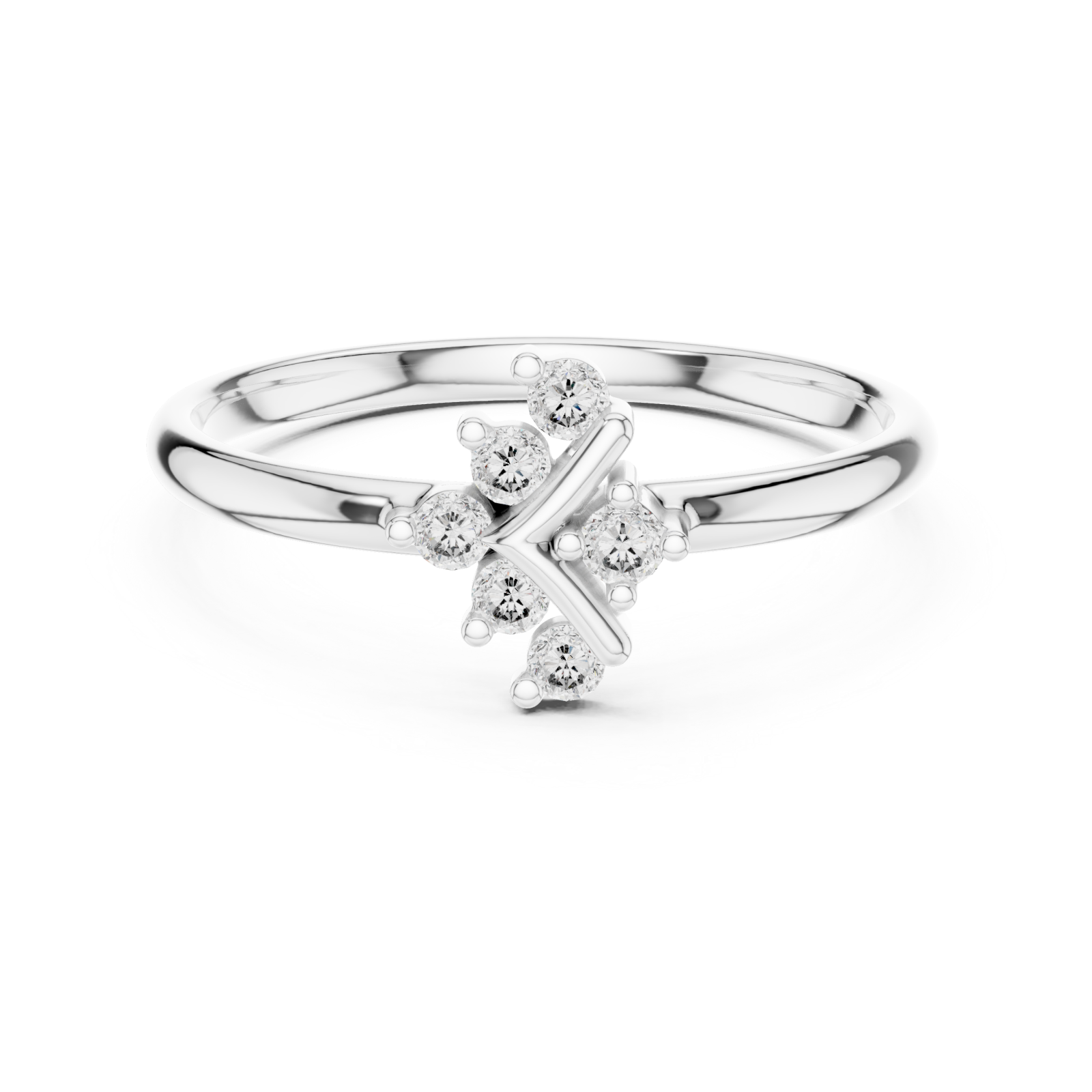  White Gold Celestial Radiance Cluster Ring Front View
