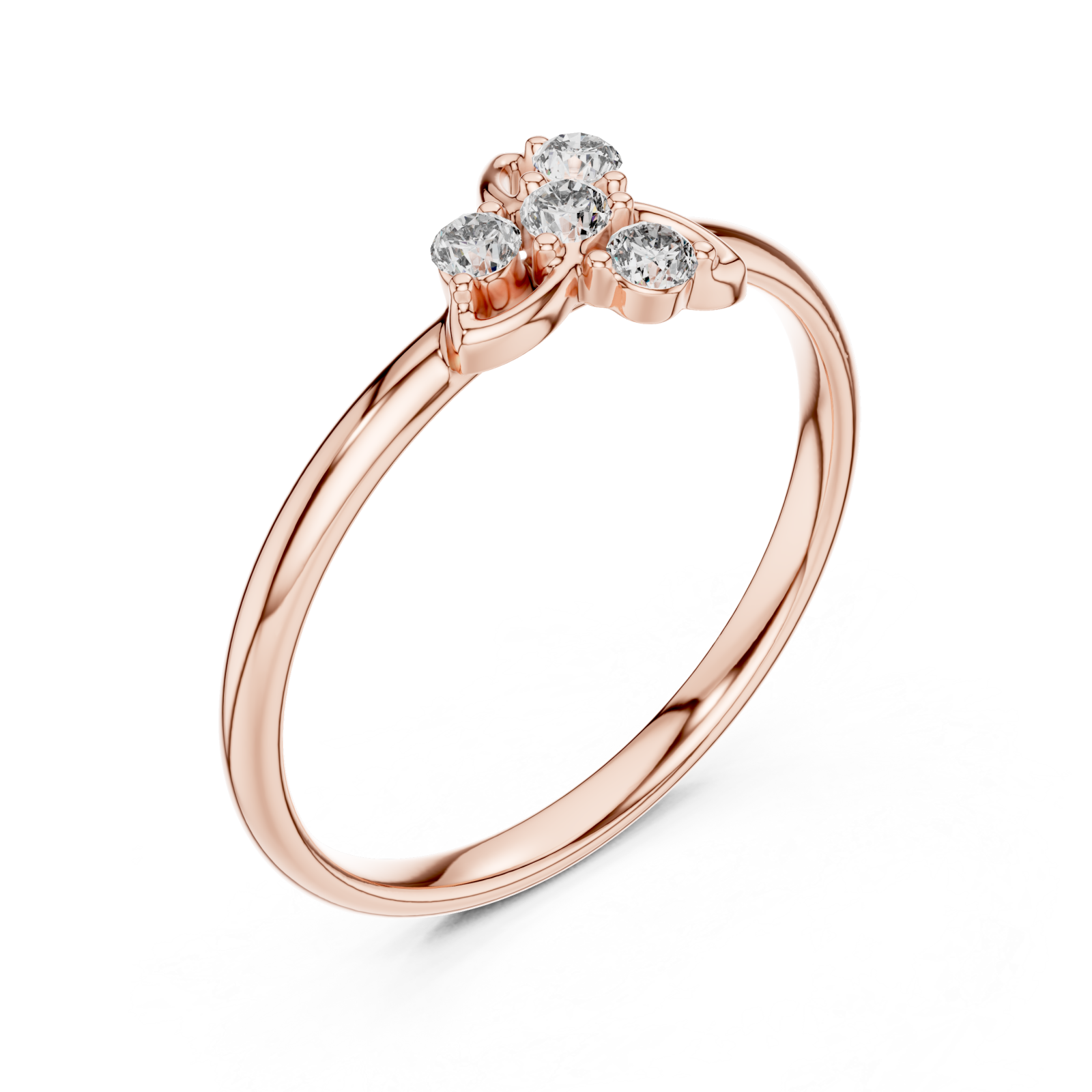  Rose Gold Radiant Blossom Petal Curve Ring Right View