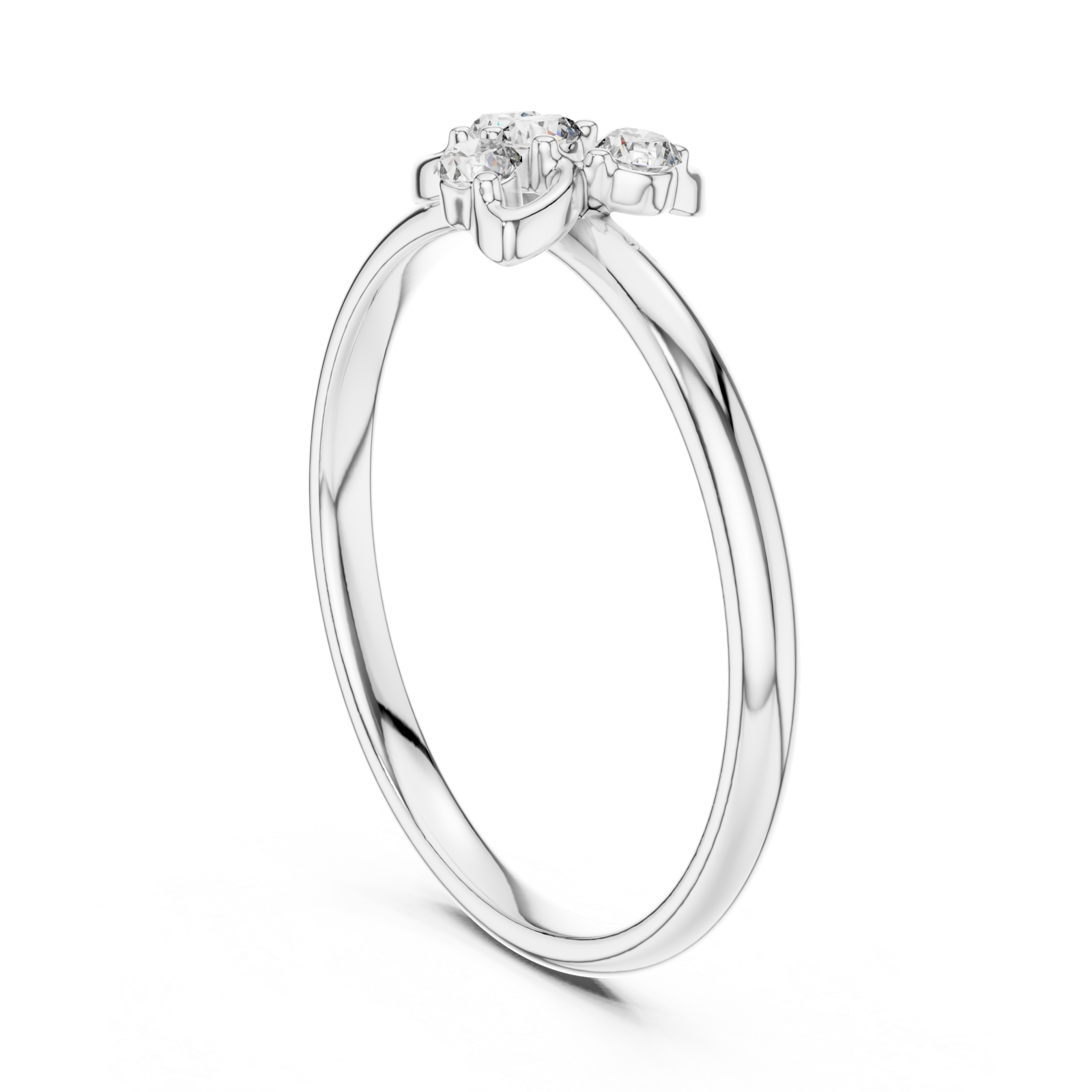  White Gold Radiant Blossom Petal Curve Ring Left View