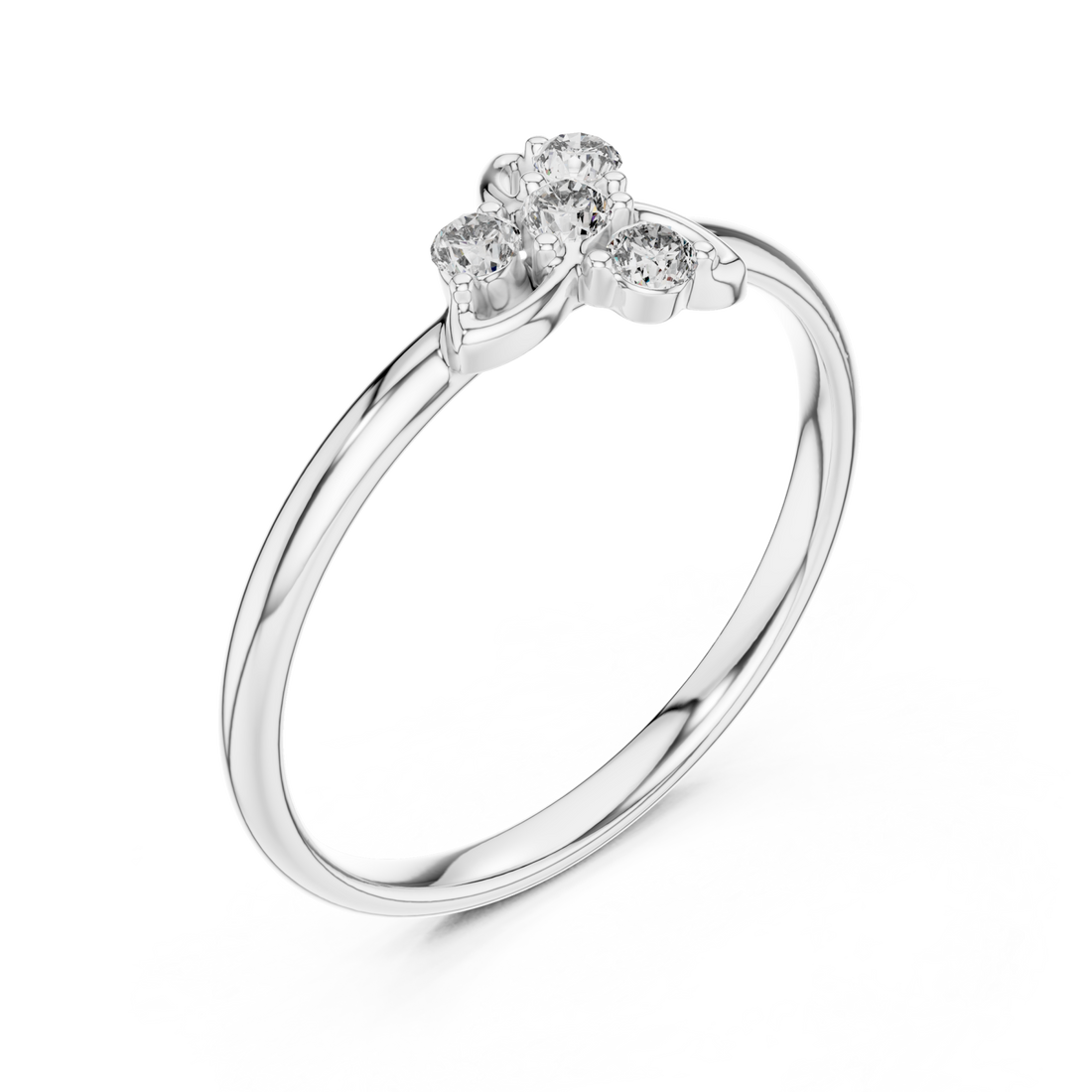  White Gold Radiant Blossom Petal Curve Ring Right View