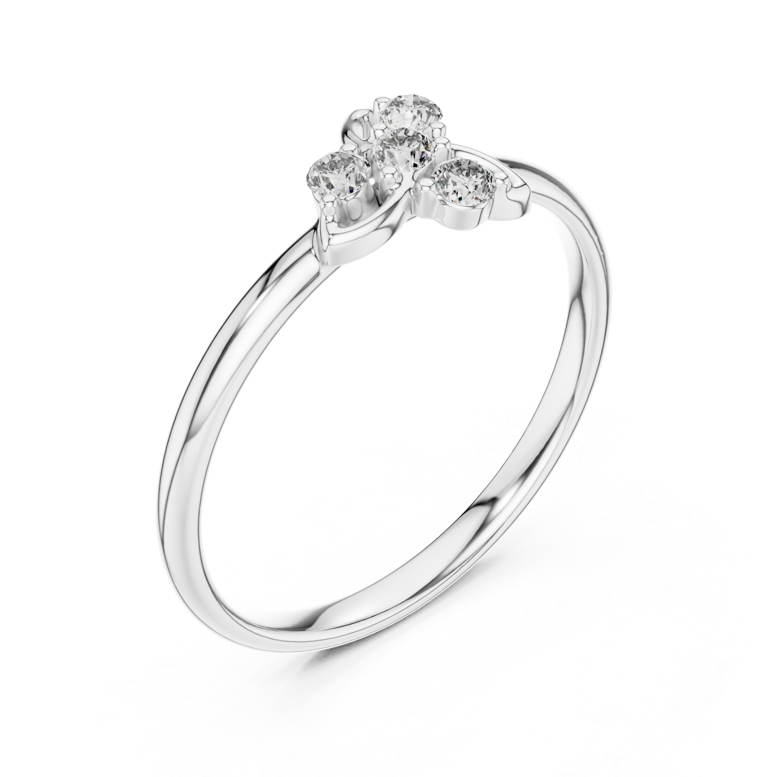  White Gold Radiant Blossom Petal Curve Ring Right View