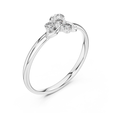  White Gold Radiant Blossom Petal Curve Ring Right View