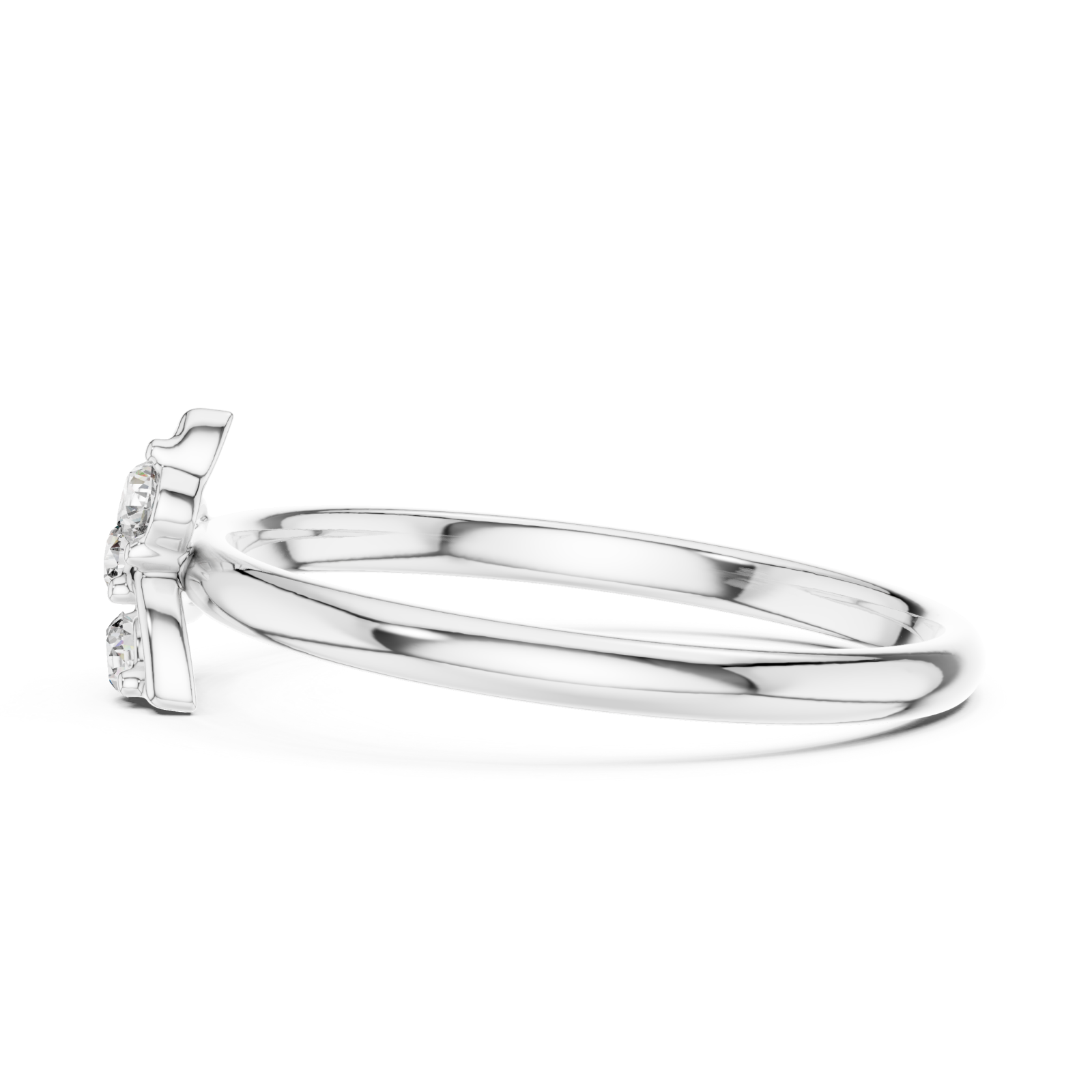  White Gold Radiant Blossom Petal Curve Ring Side View