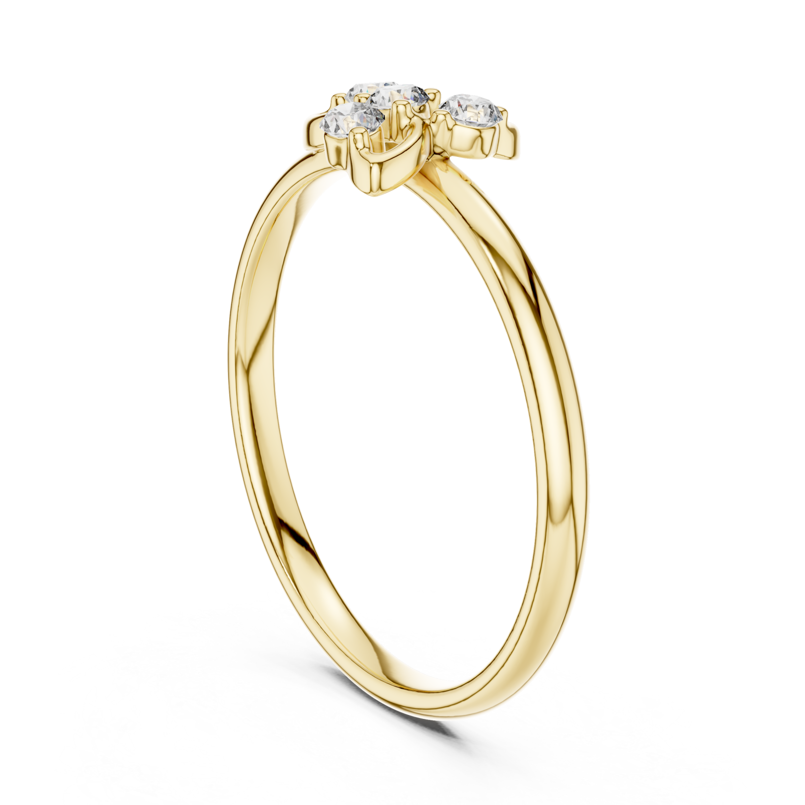  Gold Radiant Blossom Petal Curve Ring Left View