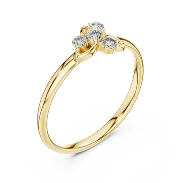 Gold Radiant Blossom Petal Curve Ring Right View