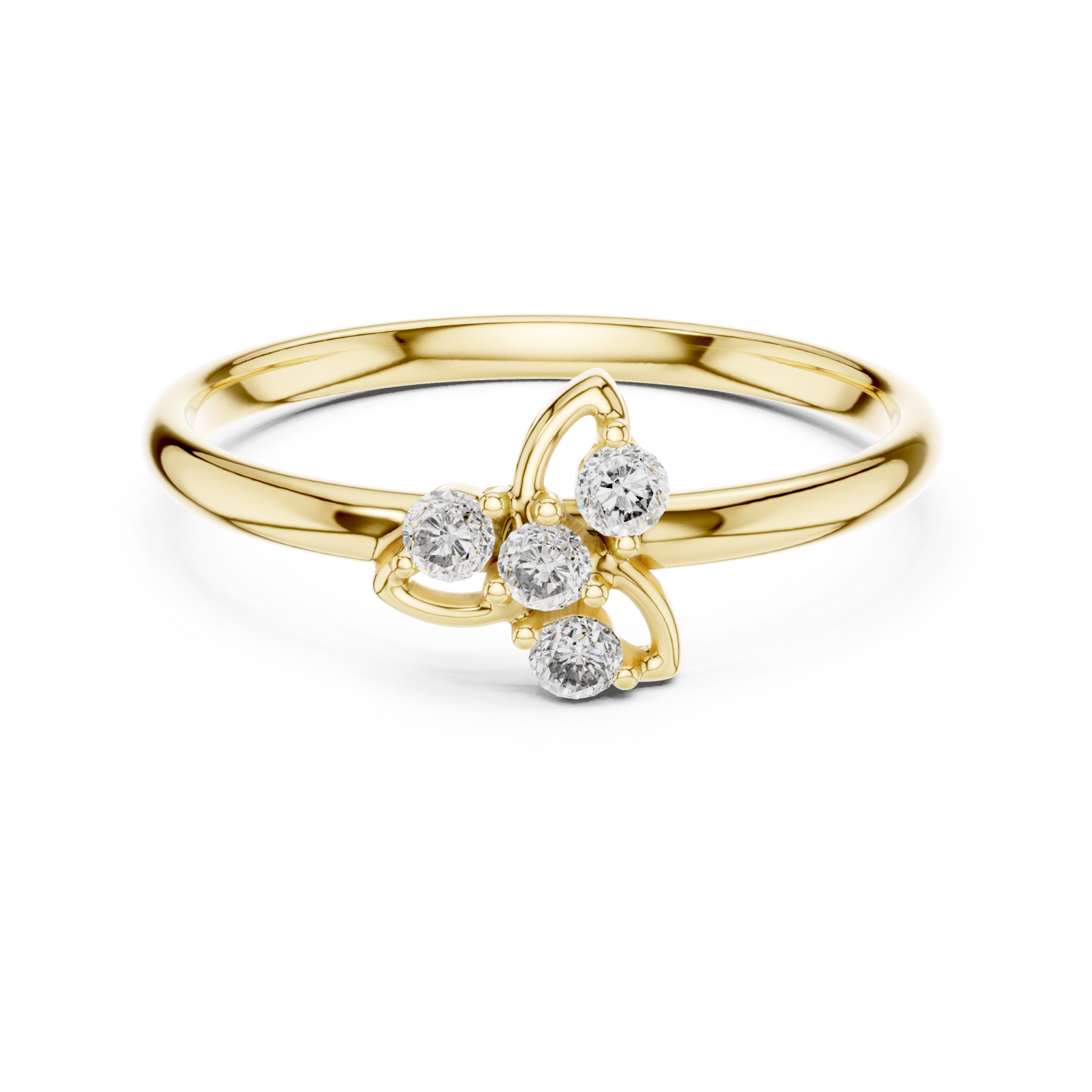  Gold Radiant Blossom Petal Curve Ring Front View
