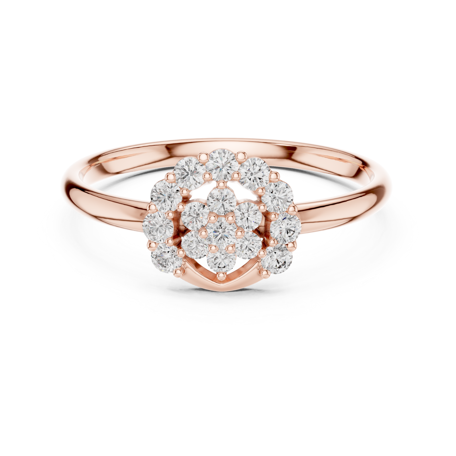  Rose Gold Radiant Petal Pavilion Statement Band Front View