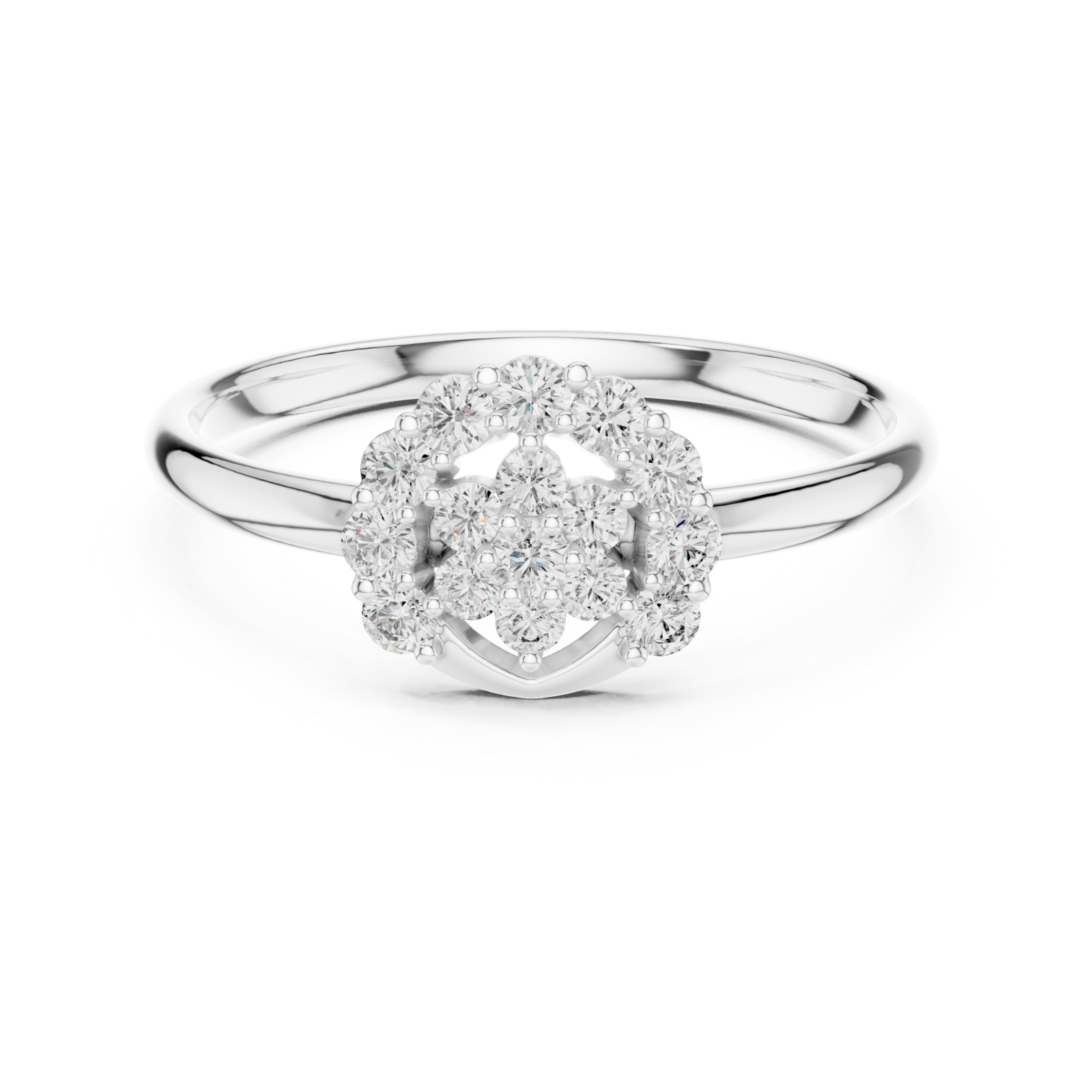  White Gold Radiant Petal Pavilion Statement Band Front View