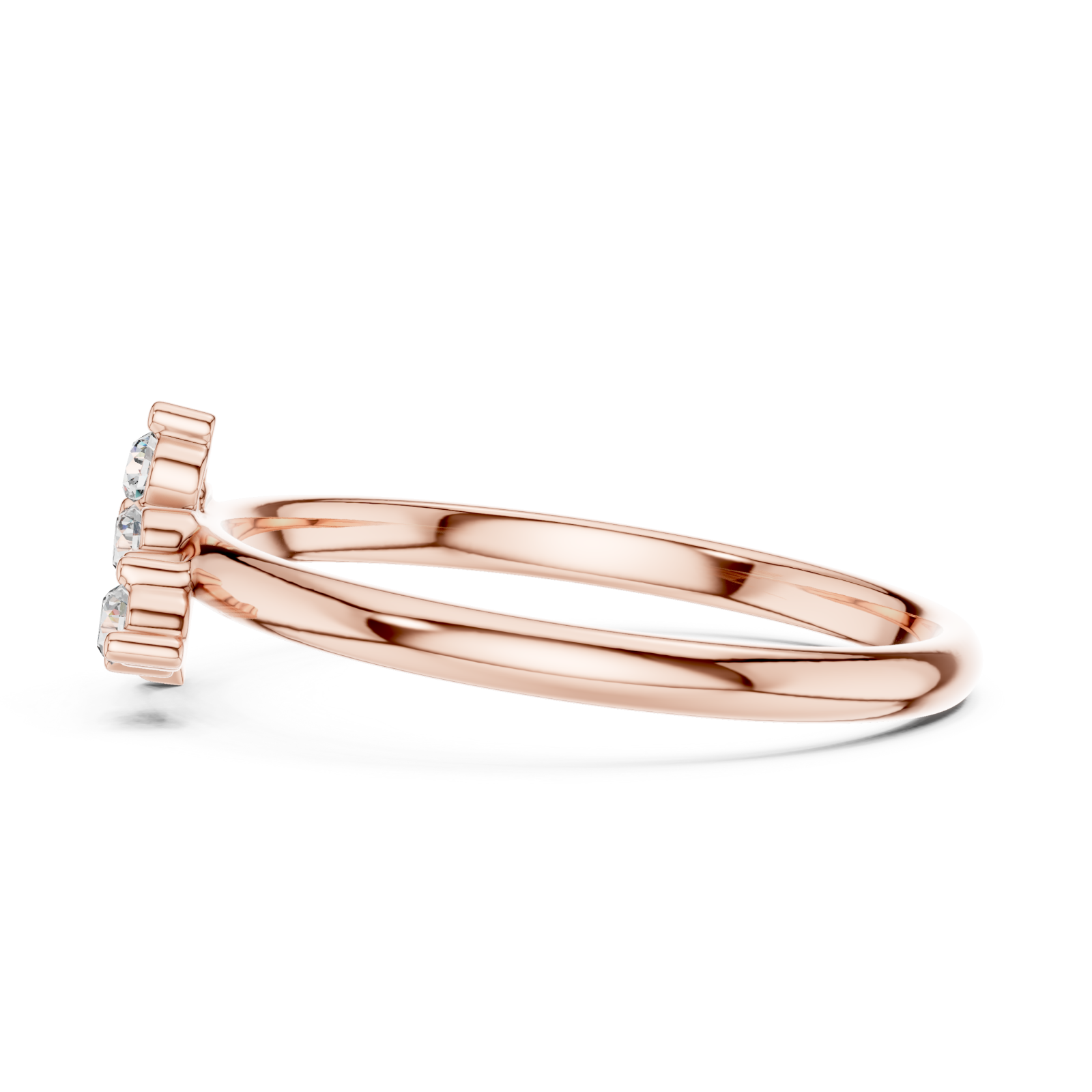  Rose Gold Cherished Promise Accent Band Ring Side View