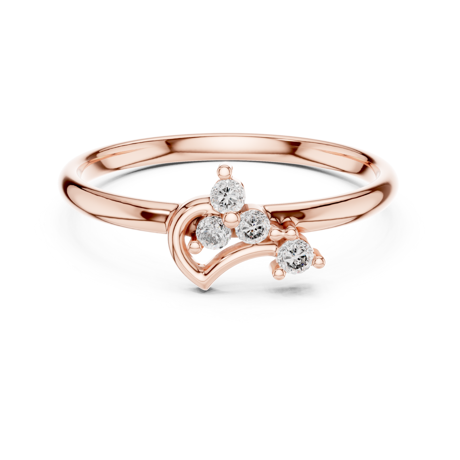  Rose Gold Cherished Promise Accent Band Ring Front View