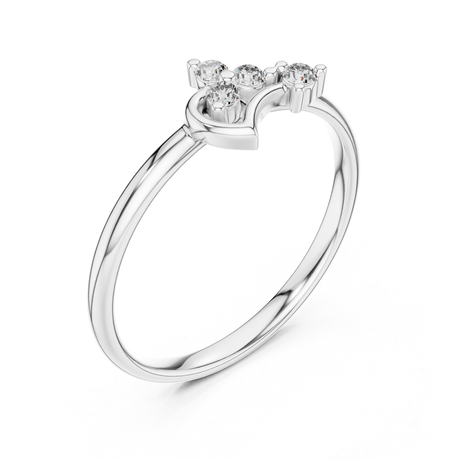  White Gold Cherished Promise Accent Band Ring Right View