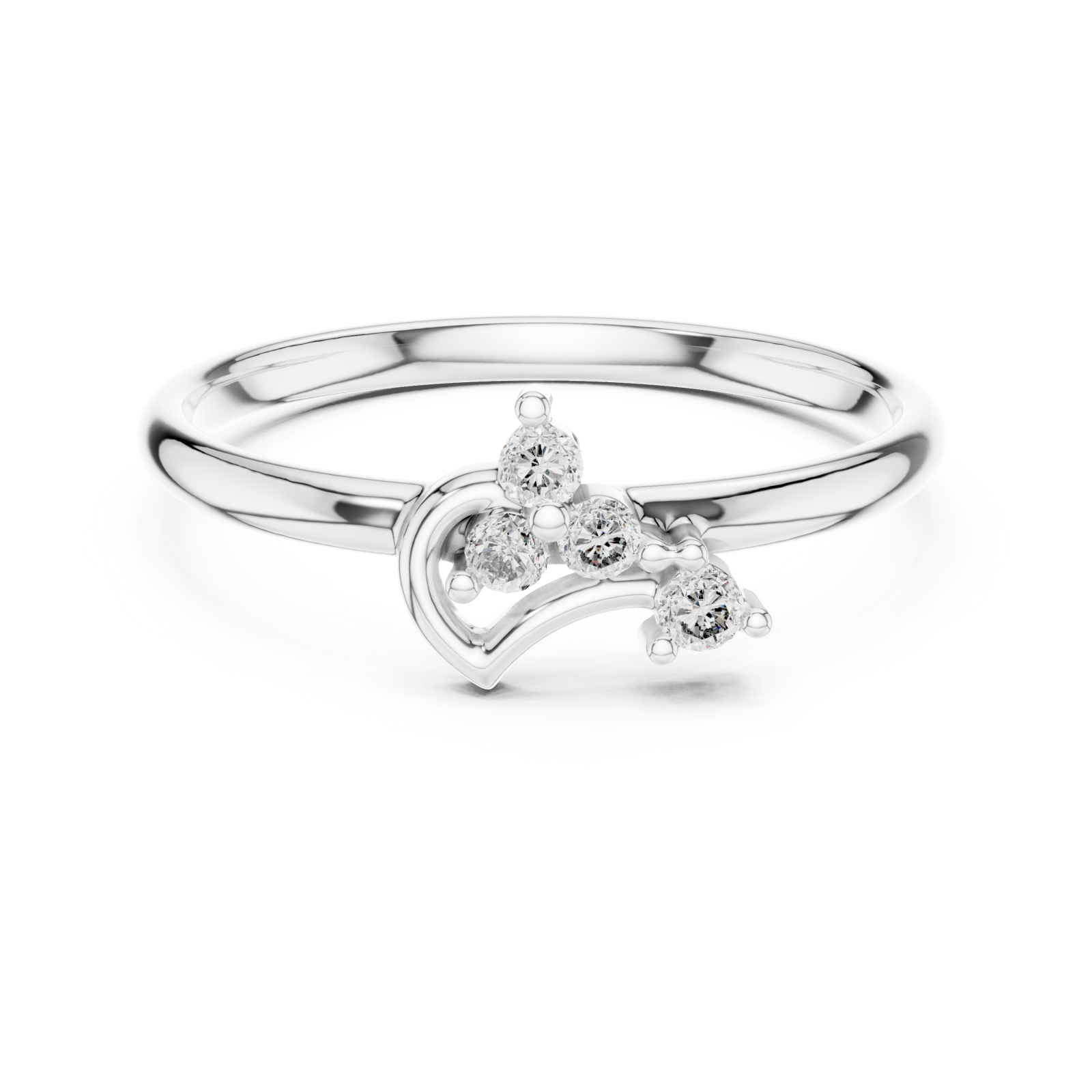  White Gold Cherished Promise Accent Band Ring Front View
