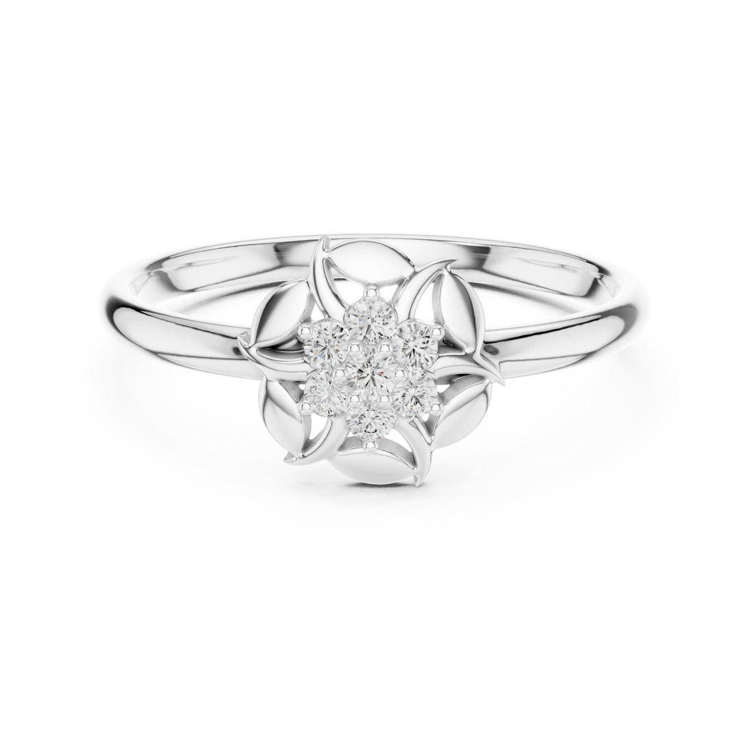  White Gold Opulent Floral Dusk Band Right View