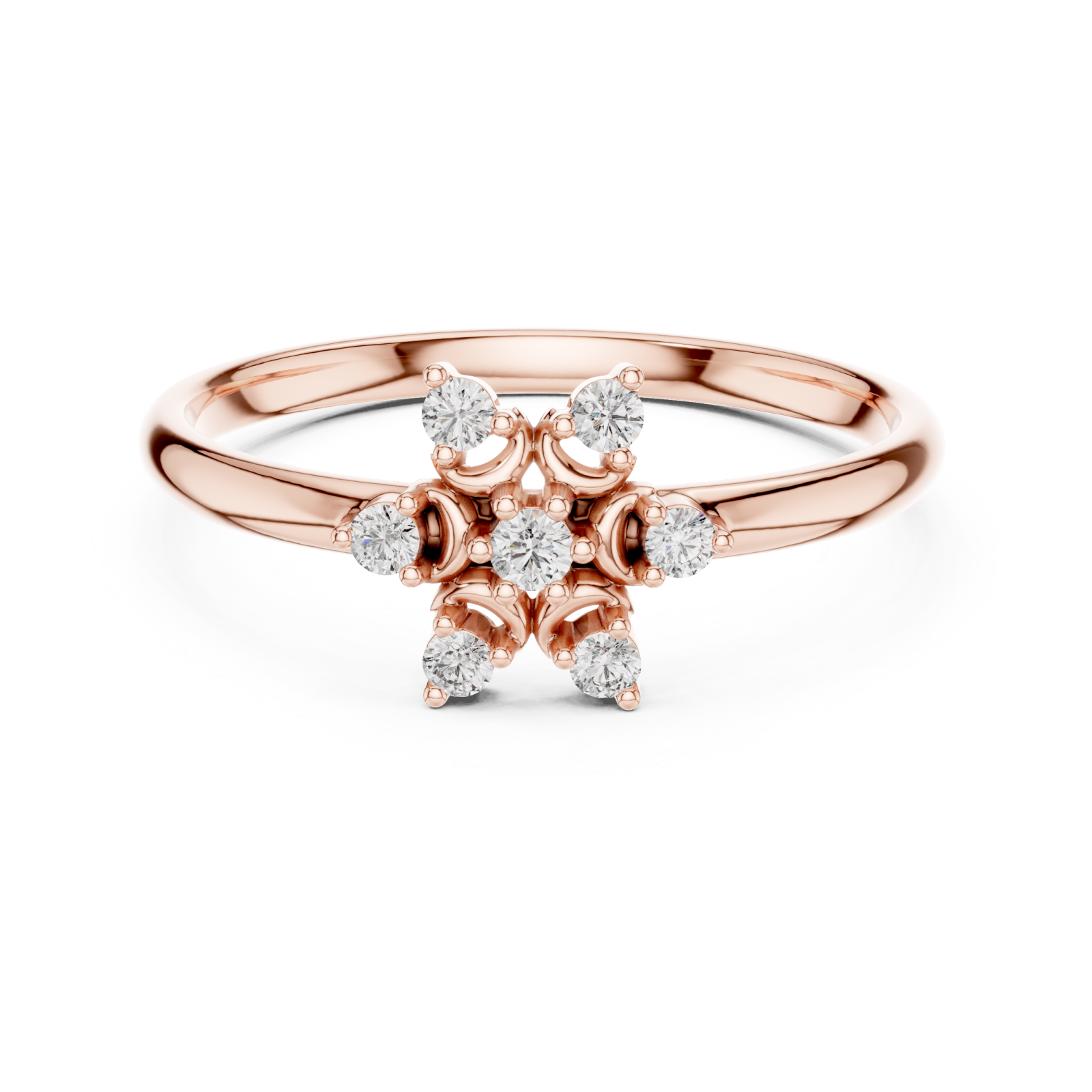  Rose Gold Radiant Aura Lattice Bloom Band Front View