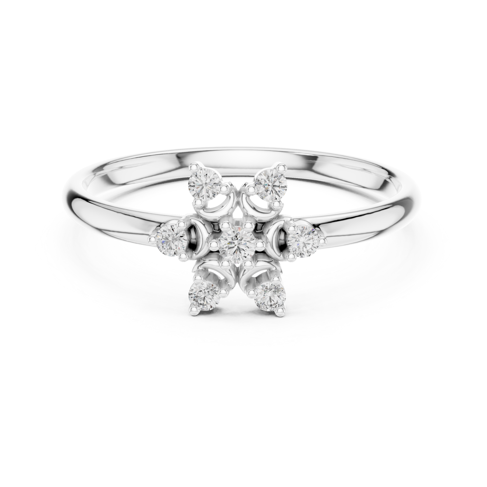  White Gold Radiant Aura Lattice Bloom Band Front View