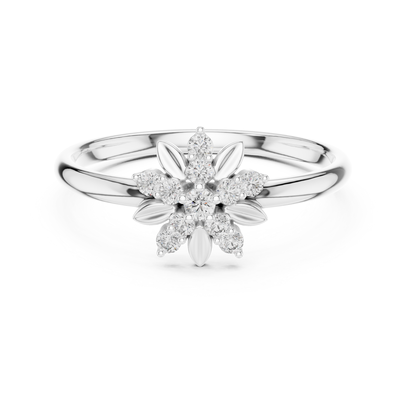  White Gold Celestial Springtime Bloom Eternity Ring Front View