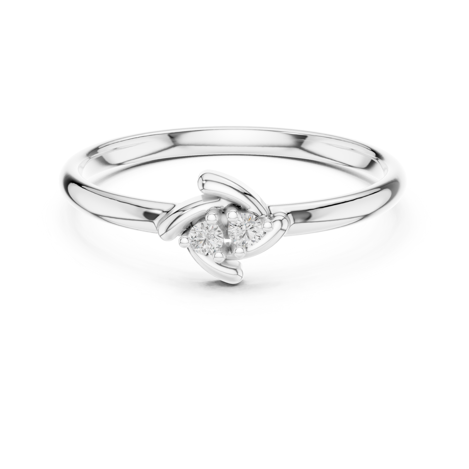  White Gold Twilight Serenity Solitaire Promise Band Front View