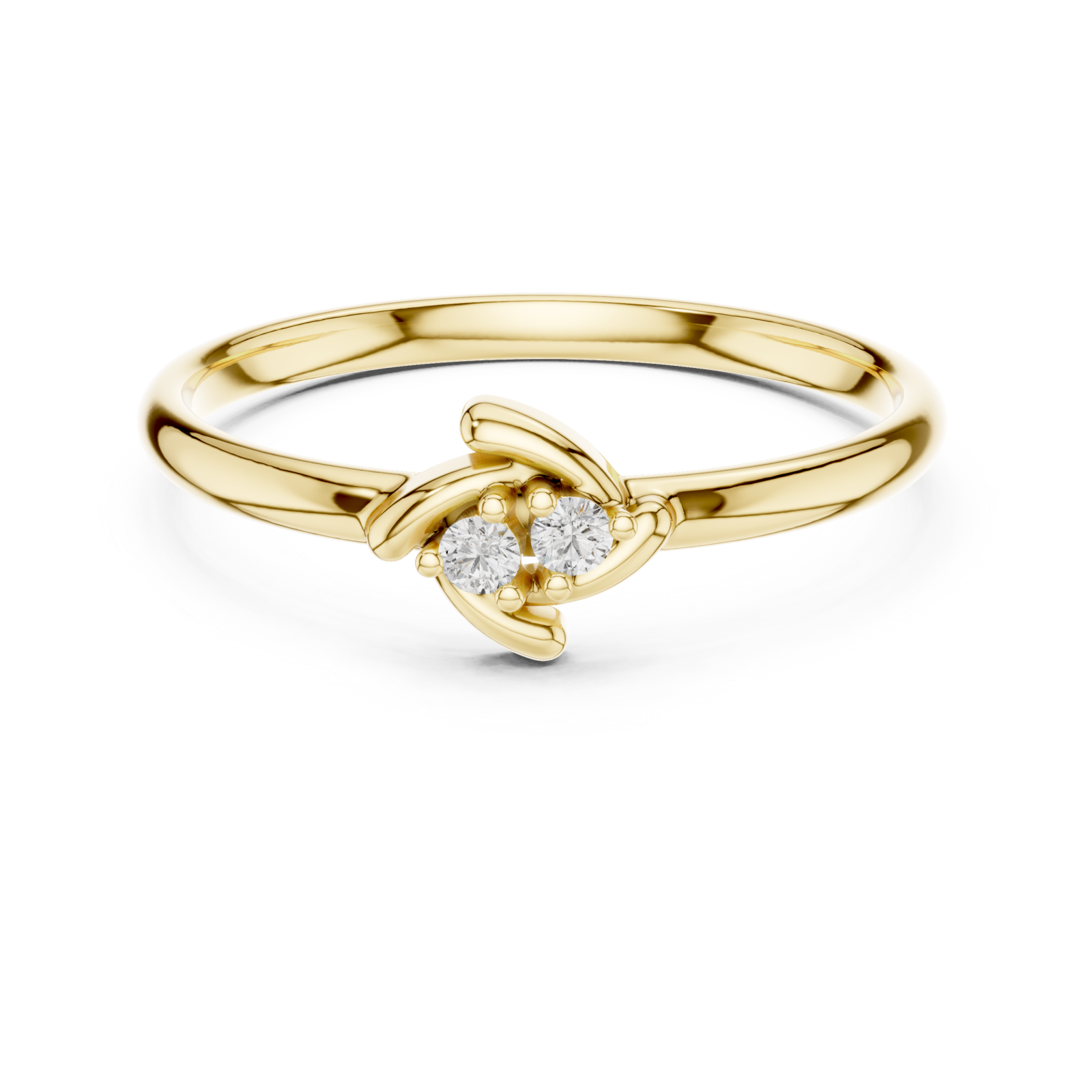  Gold Twilight Serenity Solitaire Promise Band Front View