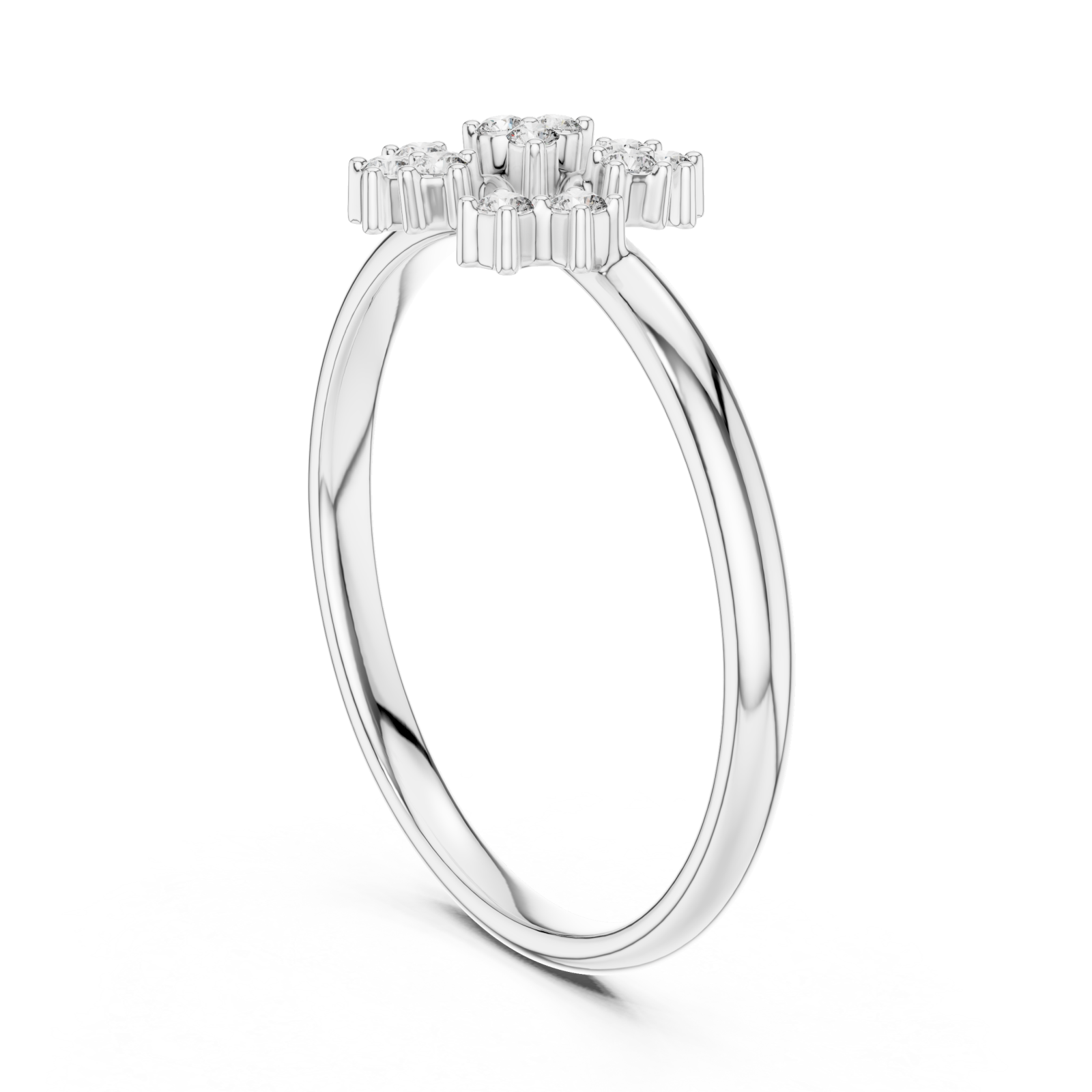  White Gold Radiance Cluster Halo Ring Left View
