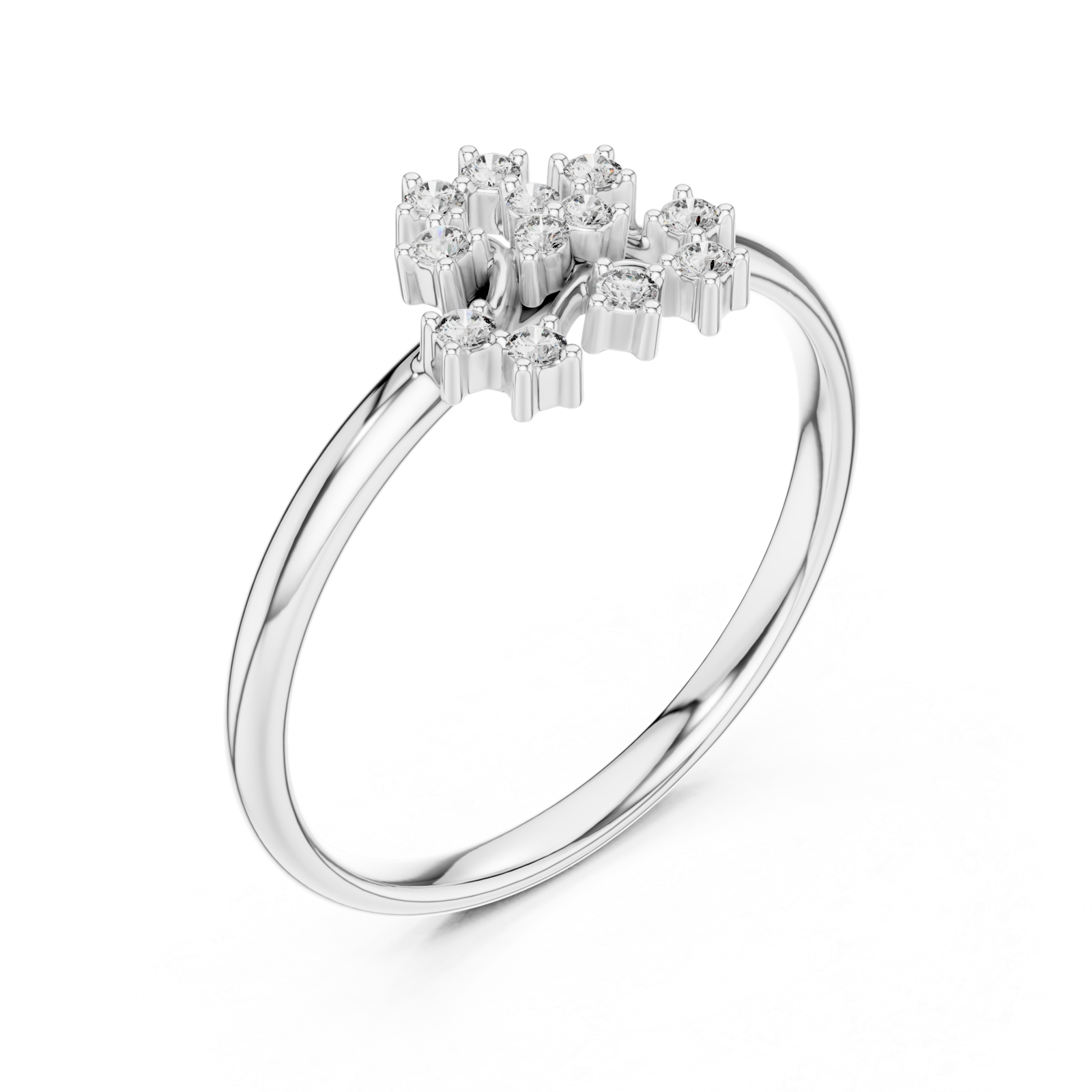  White Gold Radiance Cluster Halo Ring Right View