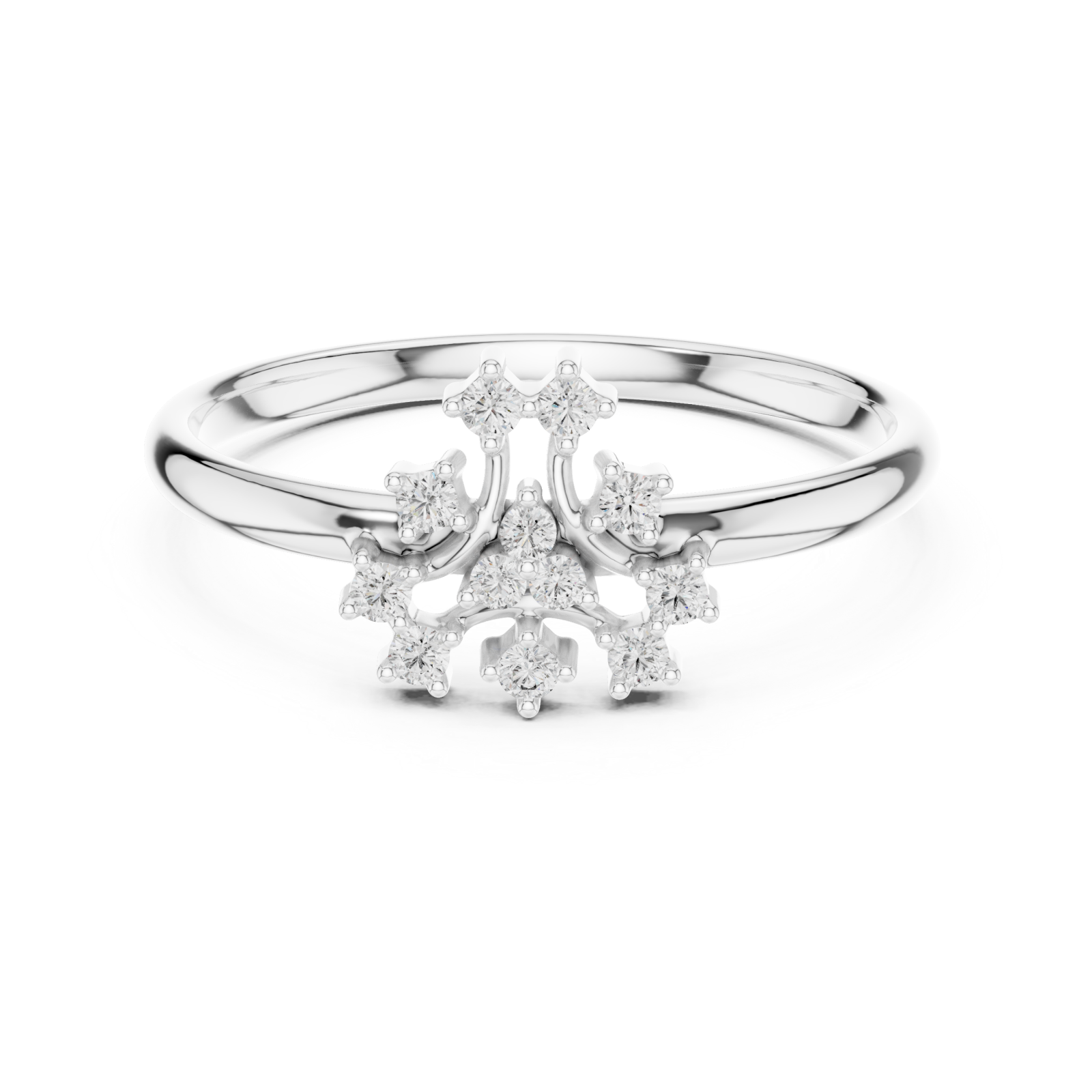  White Gold Radiance Cluster Halo Ring Front View