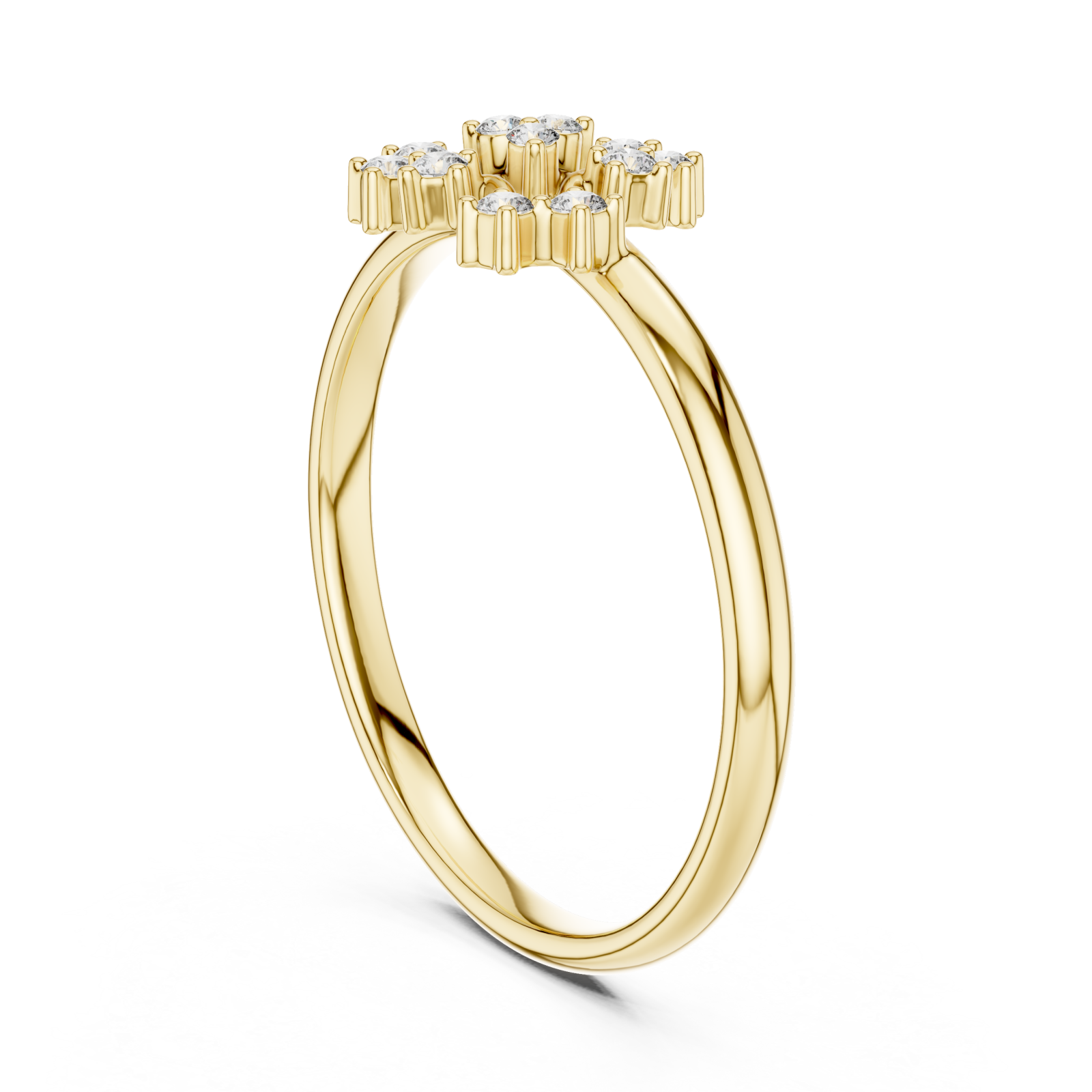  Gold Radiance Cluster Halo Ring Left View