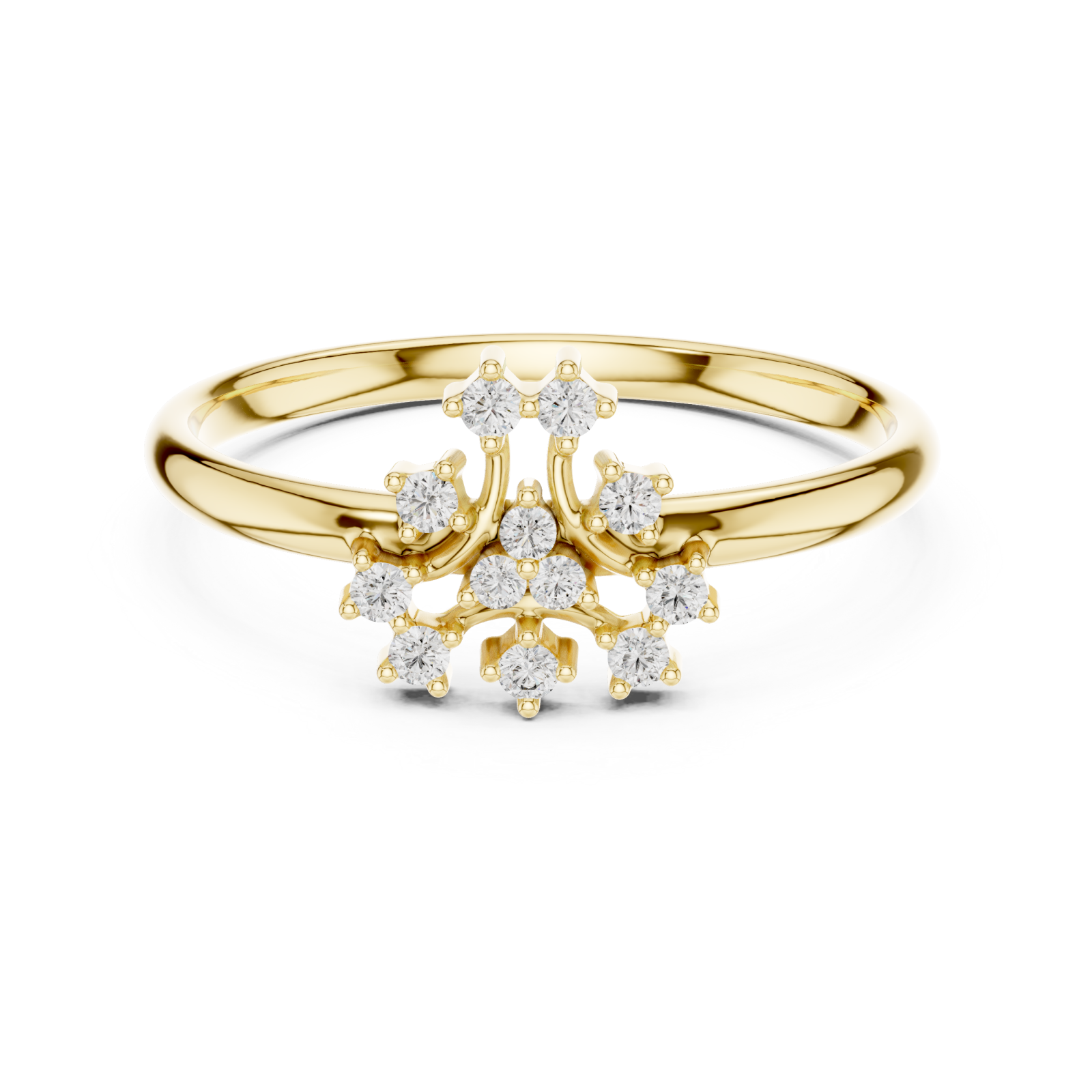  Gold Radiance Cluster Halo Ring Front View